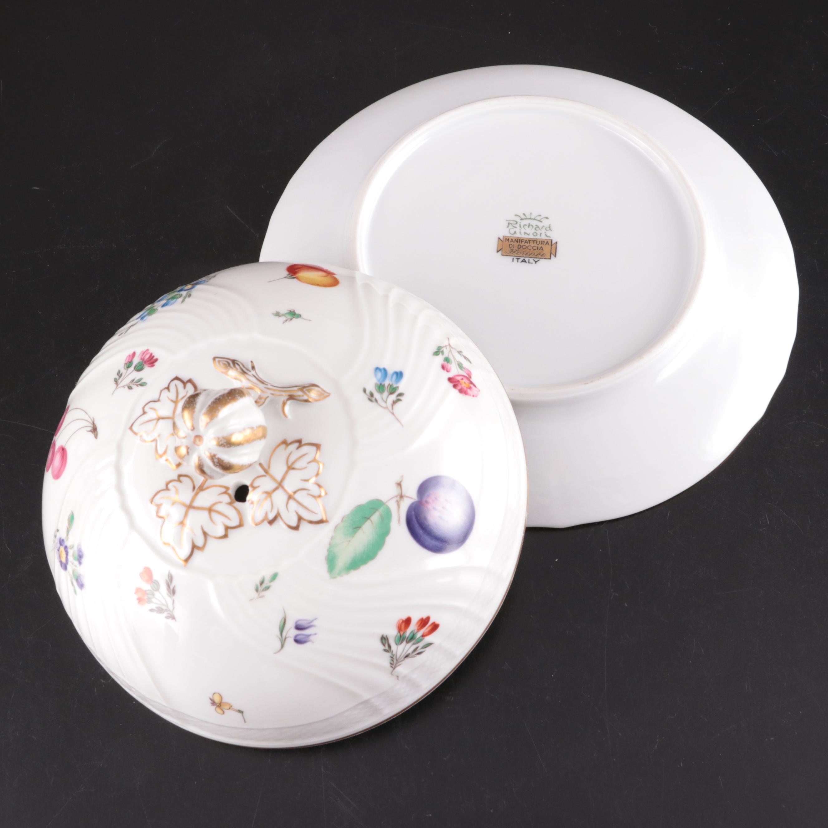 Richard Ginori "Italian Fruits" Porcelain Coffee Pot and More Serveware