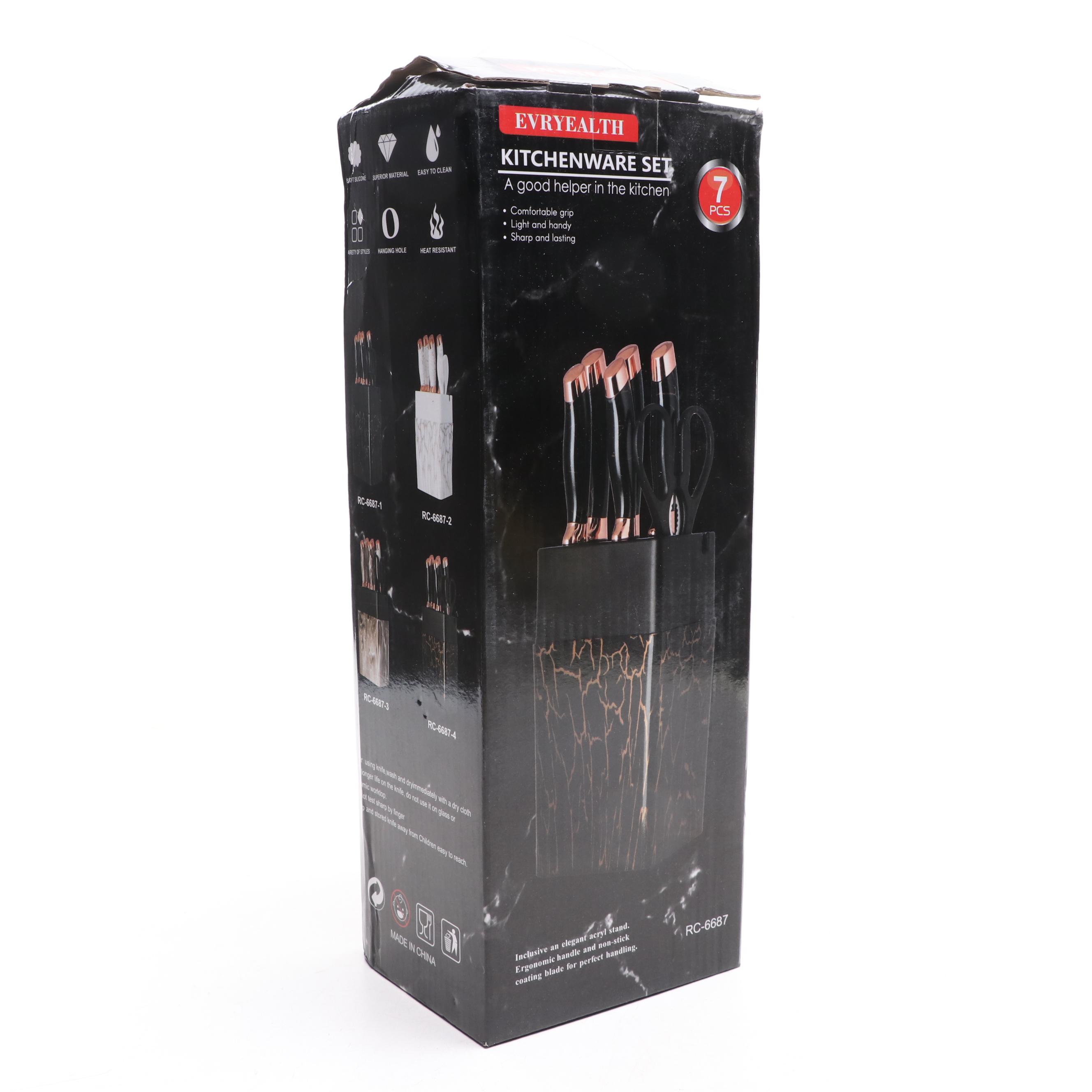 Evryealth Kitchen Knife Set with Cutlery Block