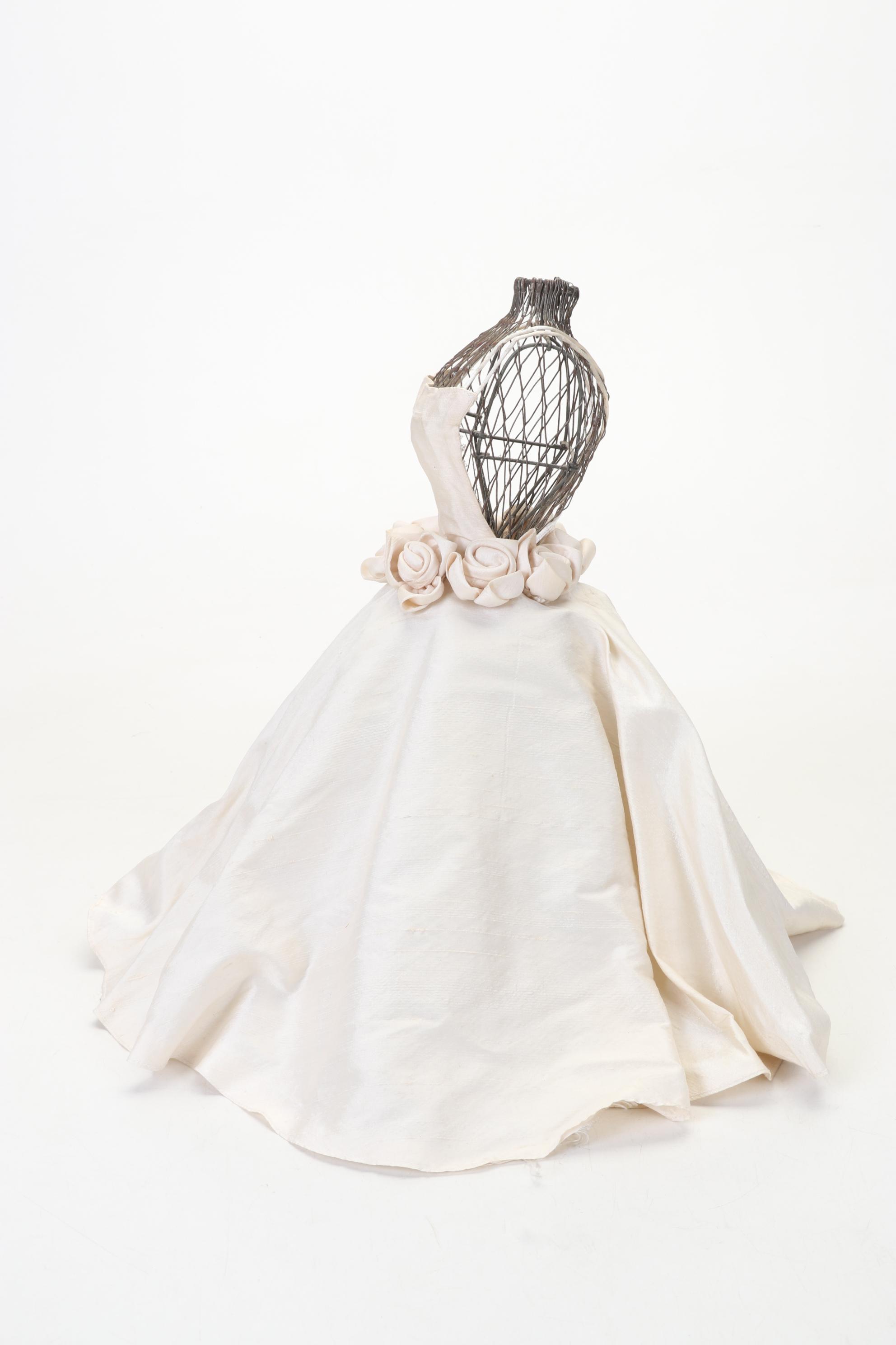 Wire Mesh Doll Dress Form with Silk Dress