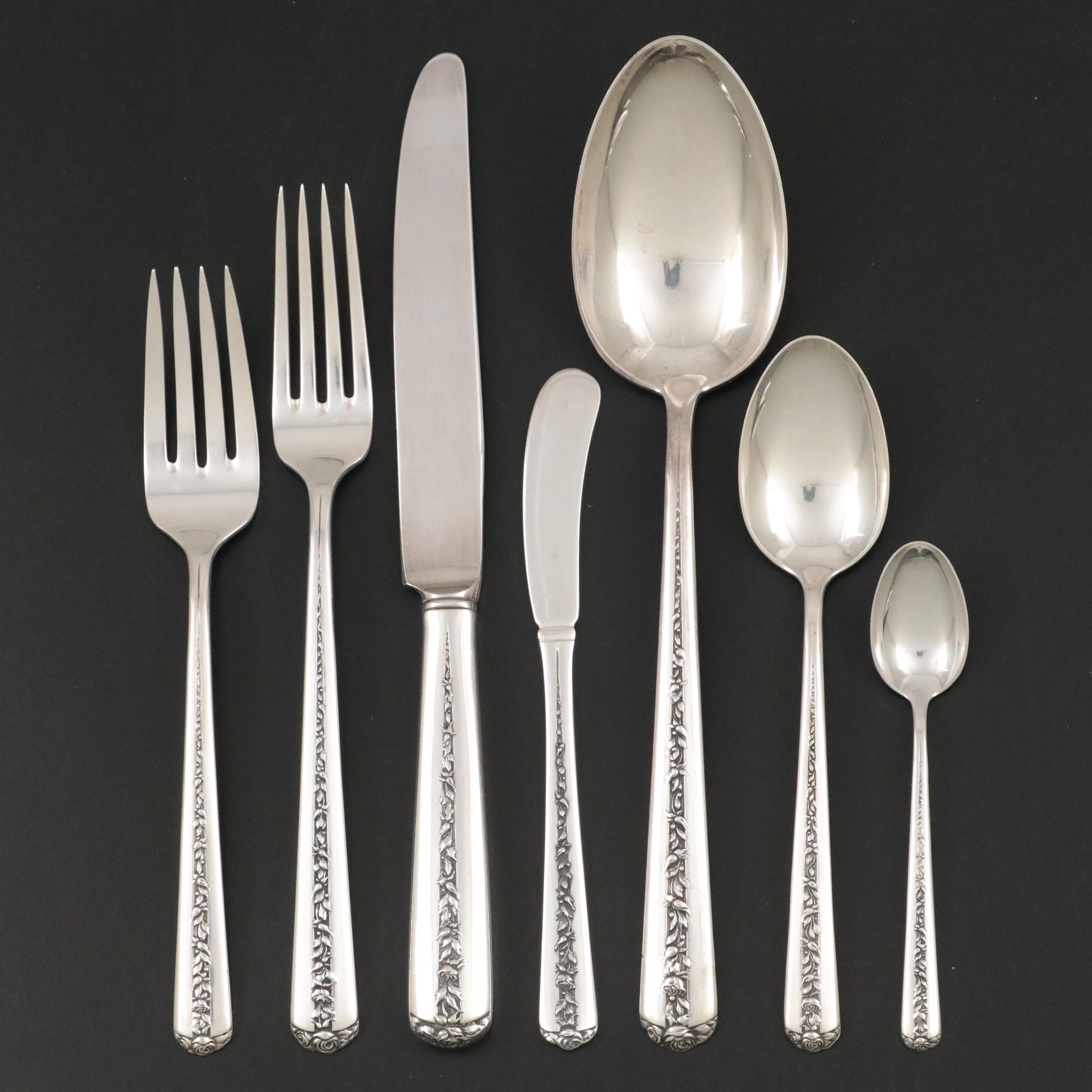 Towle "Rambler Rose" Sterling Silver Flatware with Sterling and Silver Utensils