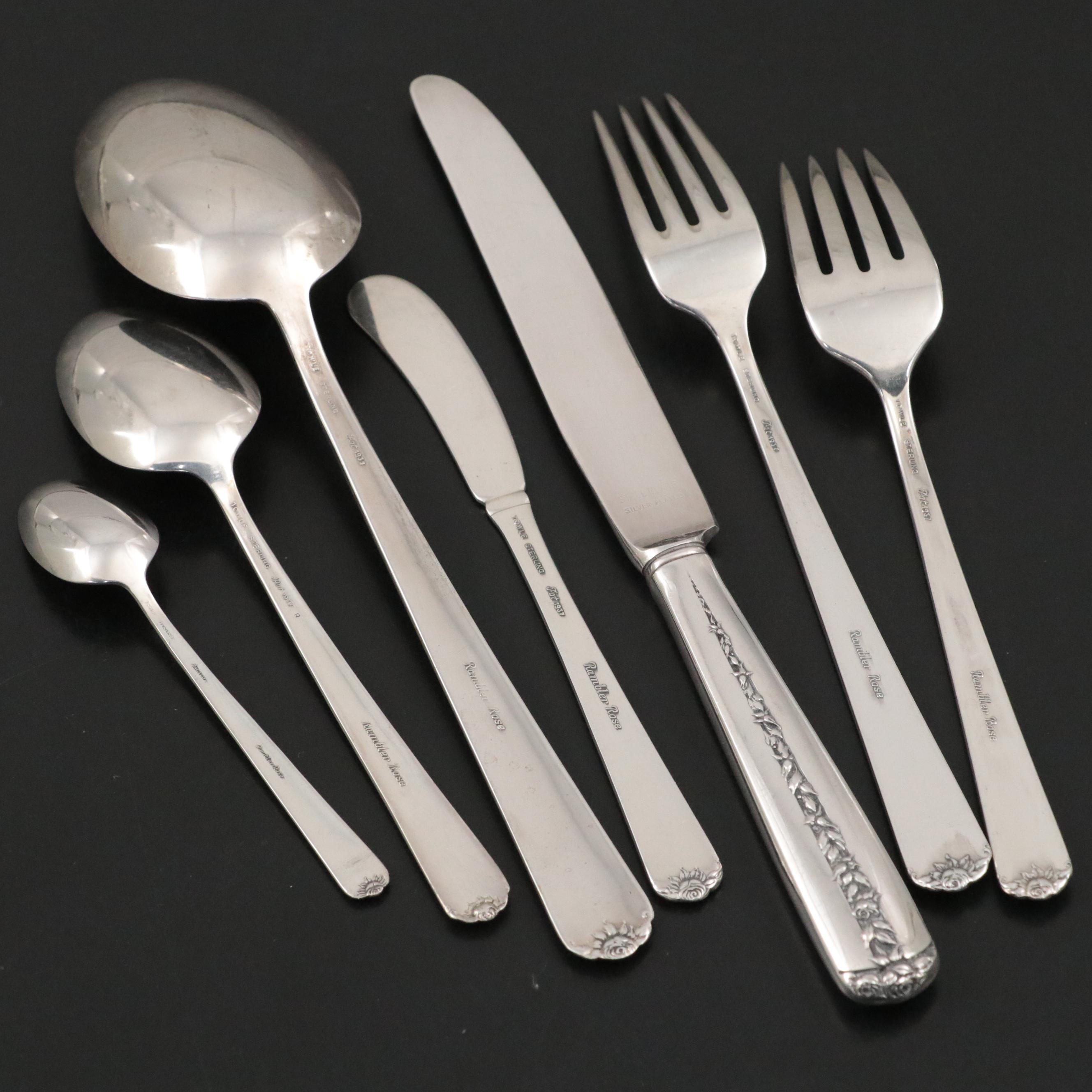 Towle "Rambler Rose" Sterling Silver Flatware with Sterling and Silver Utensils