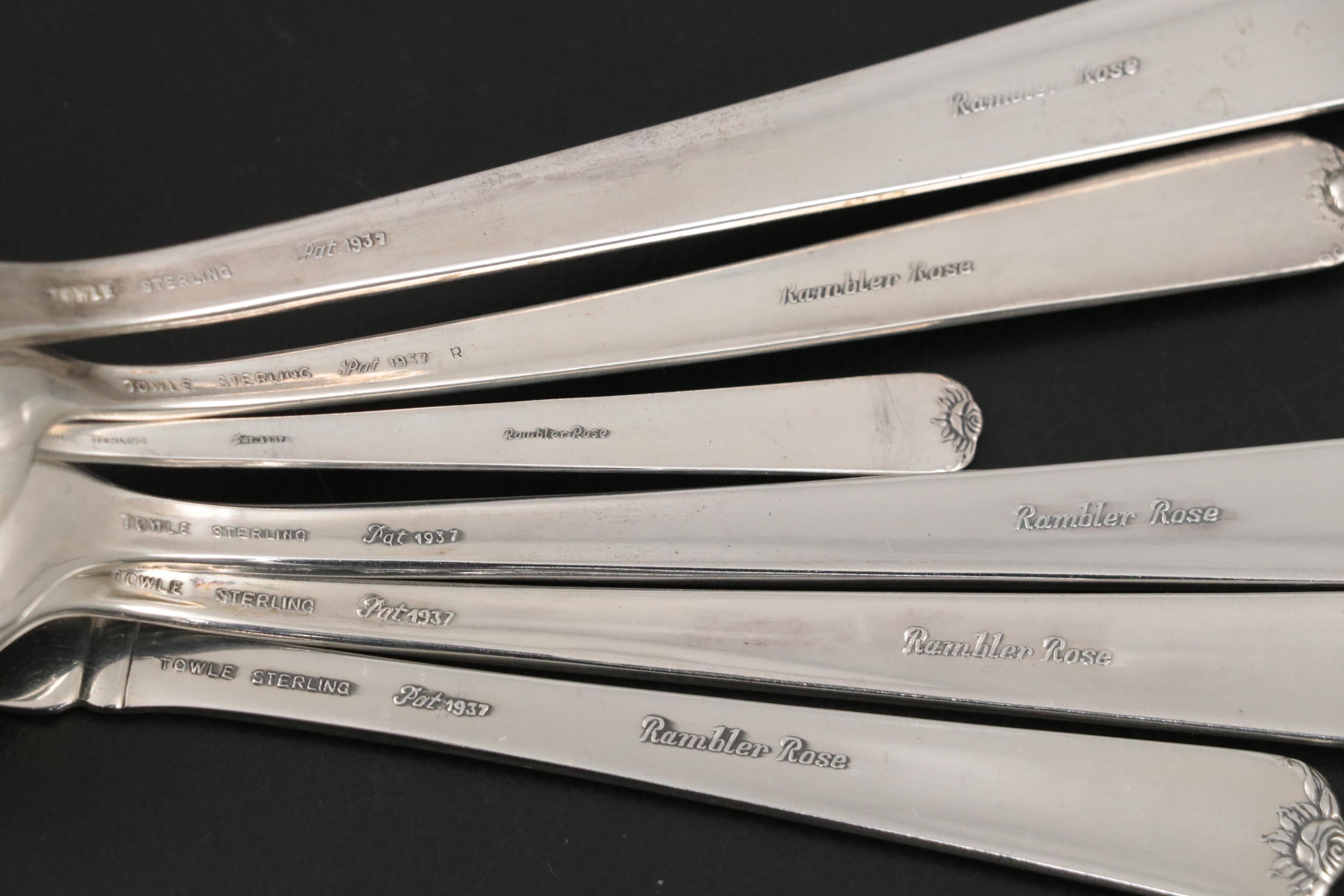 Towle "Rambler Rose" Sterling Silver Flatware with Sterling and Silver Utensils