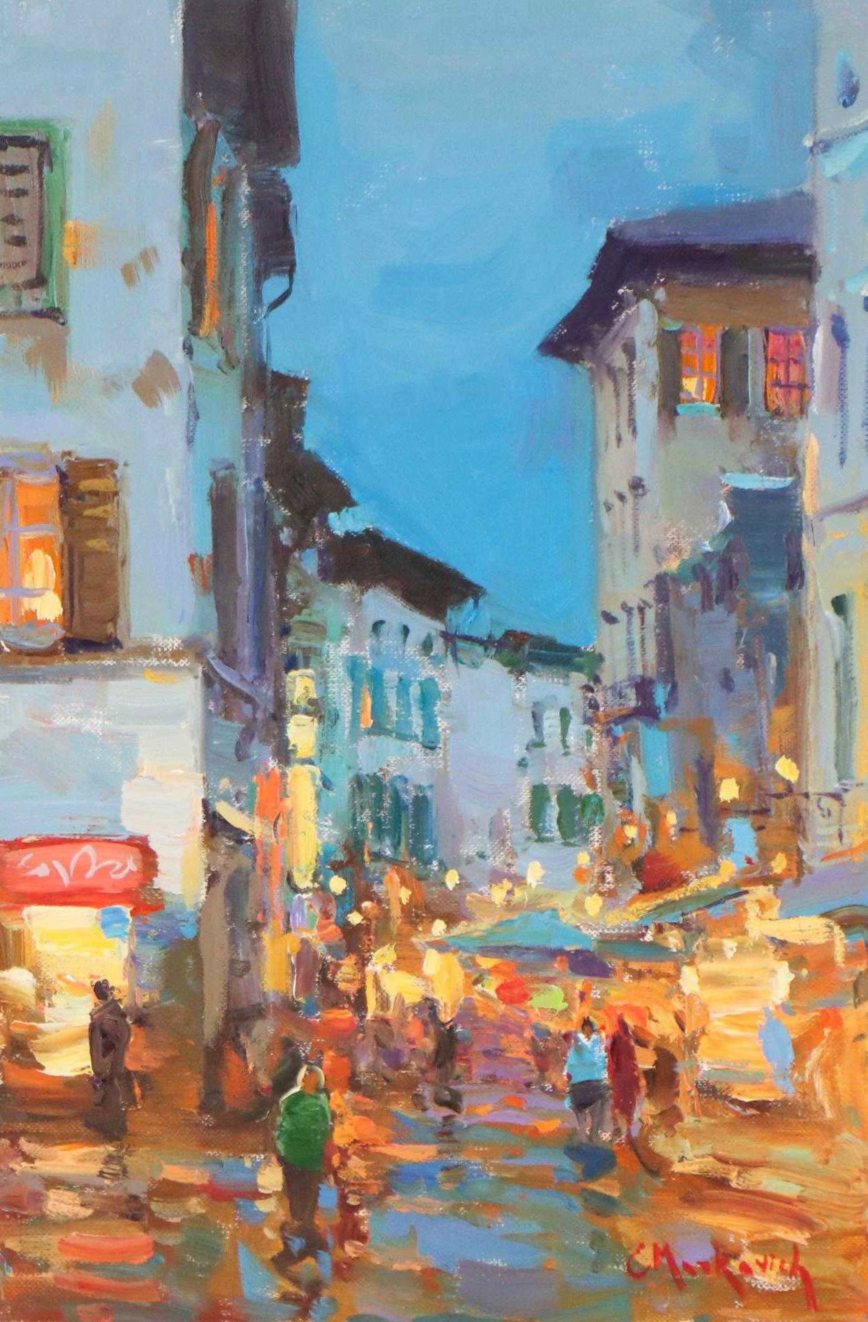 European Street Scene Oil Painting