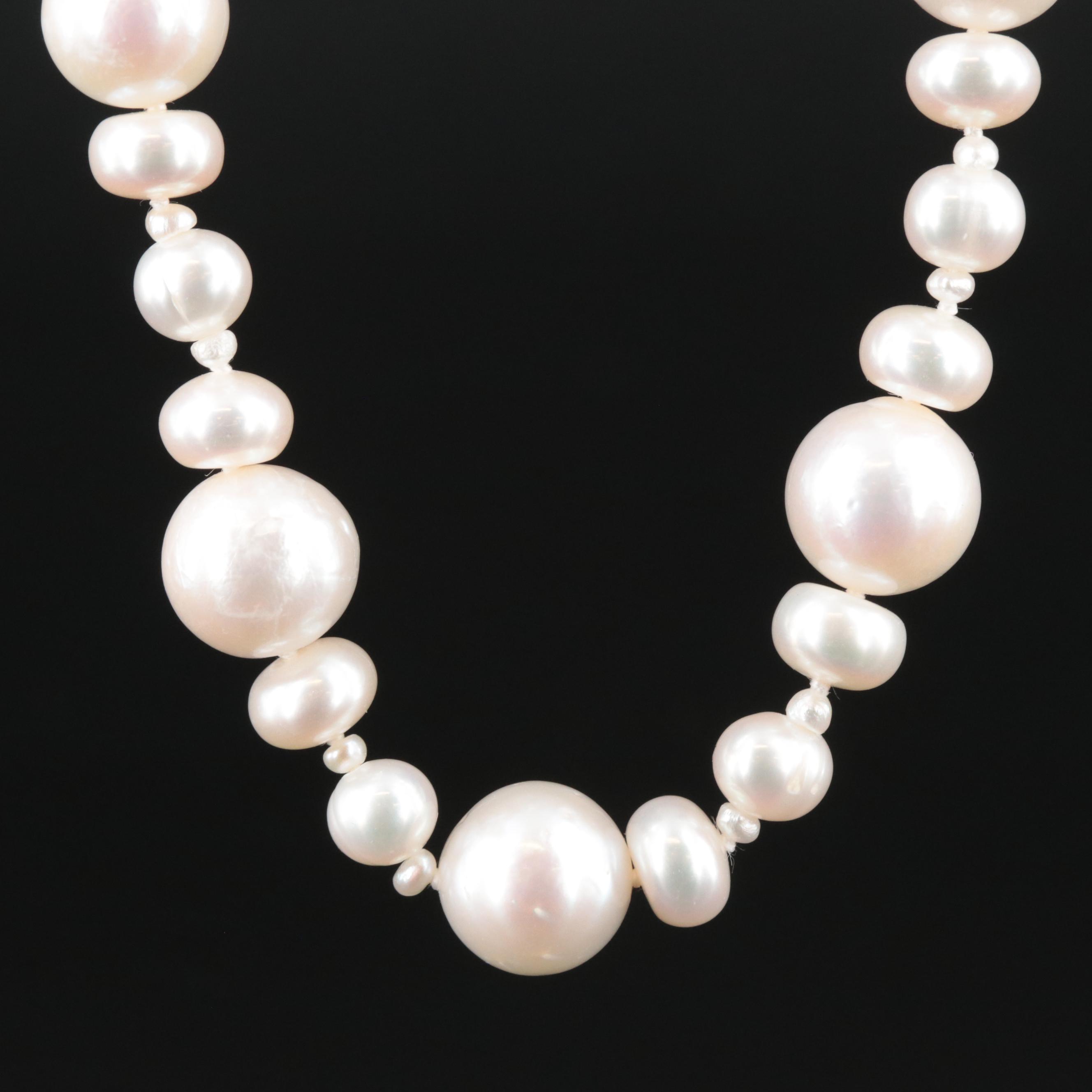 Pearl and Seed Pearl Necklace with Sterling Clasp