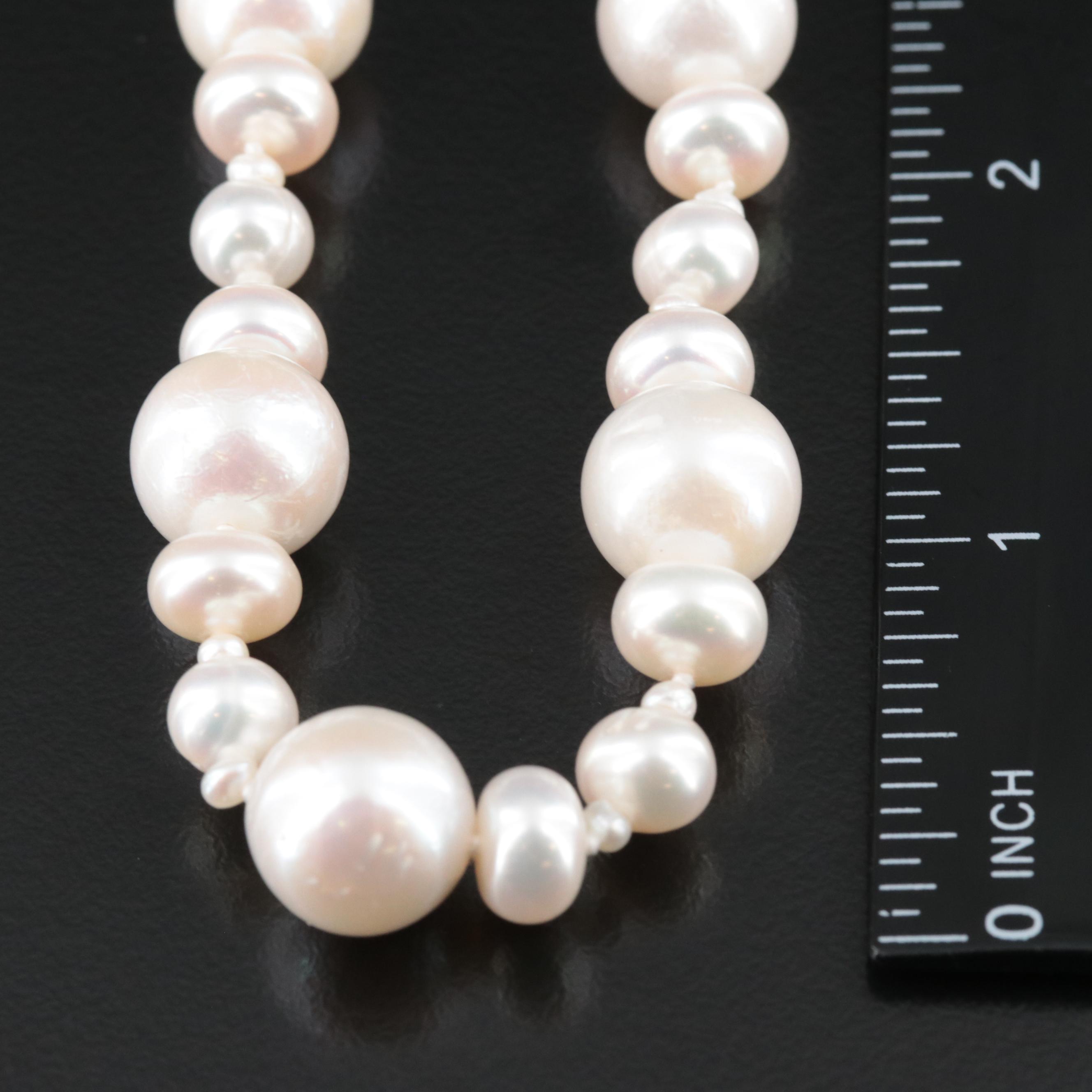 Pearl and Seed Pearl Necklace with Sterling Clasp