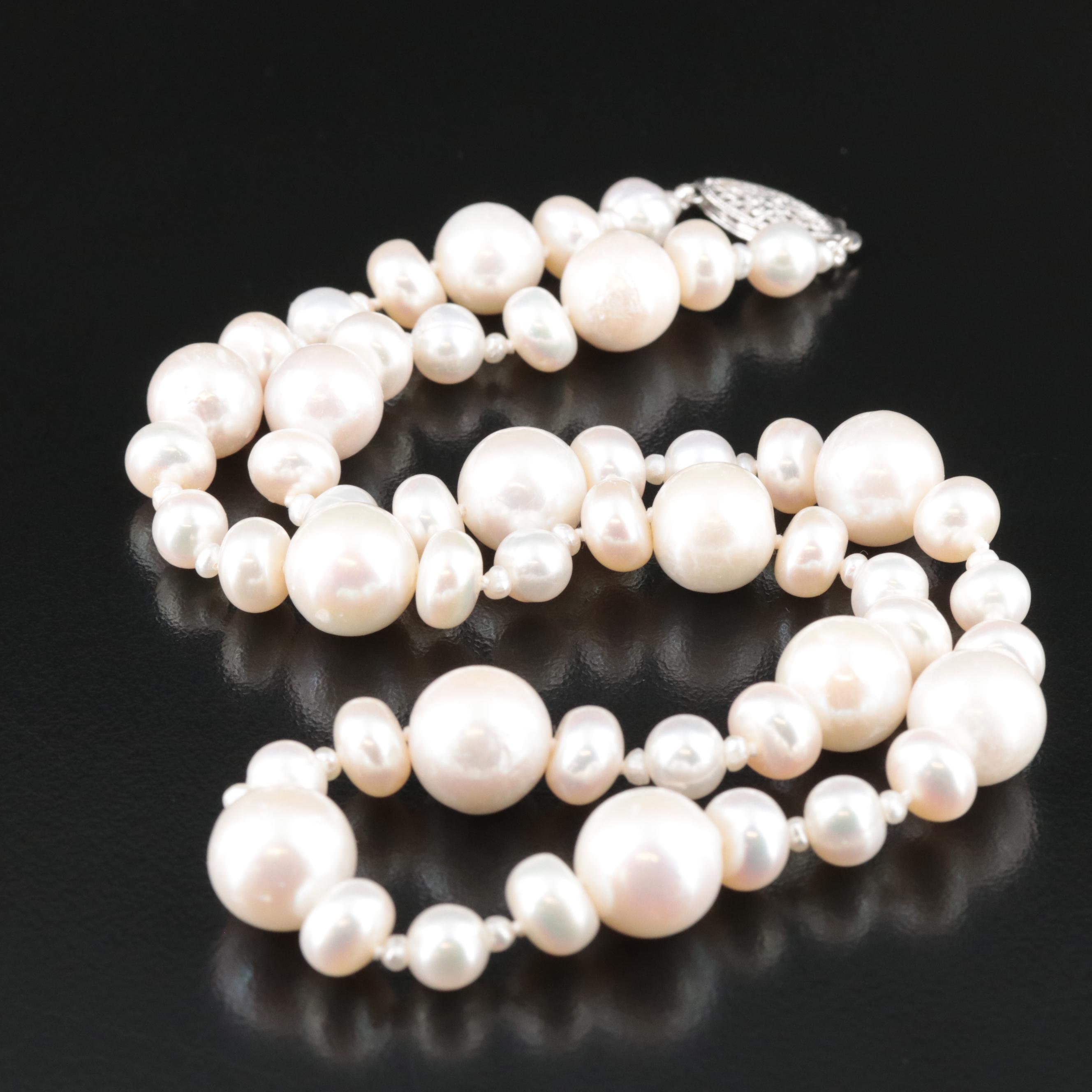 Pearl and Seed Pearl Necklace with Sterling Clasp