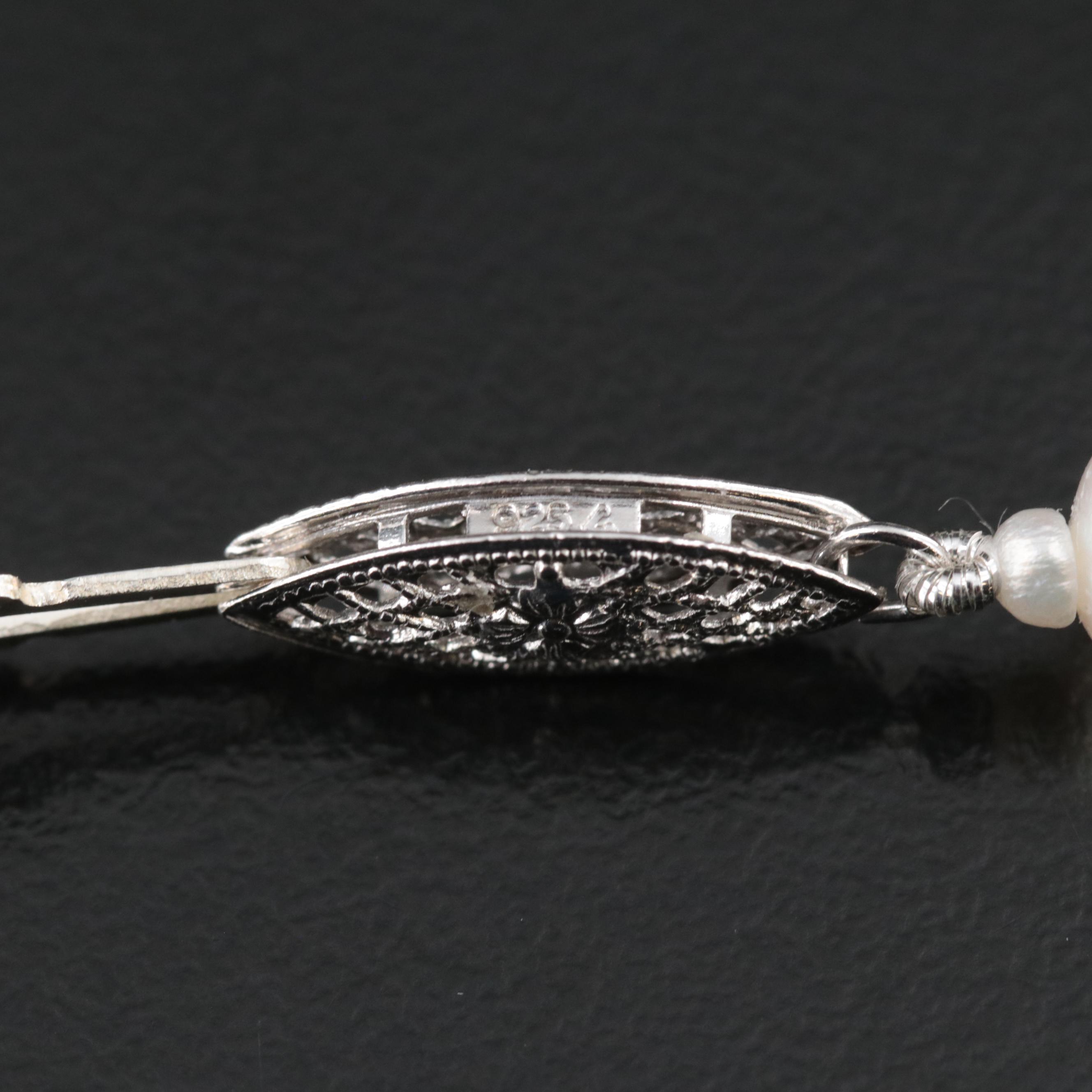 Pearl and Seed Pearl Necklace with Sterling Clasp