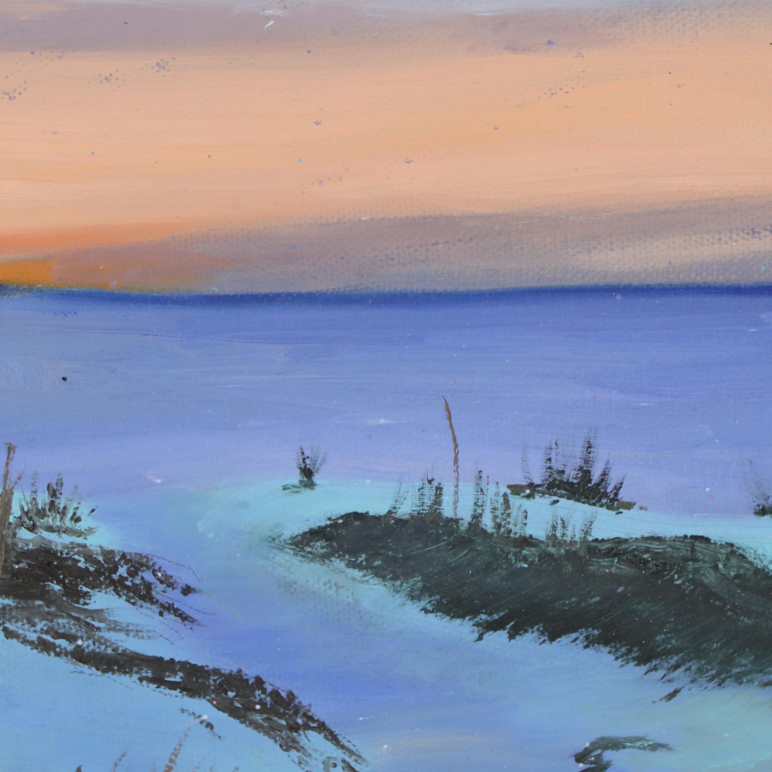 Coastal Sunset Landscape Acrylic Painting, 21st Century