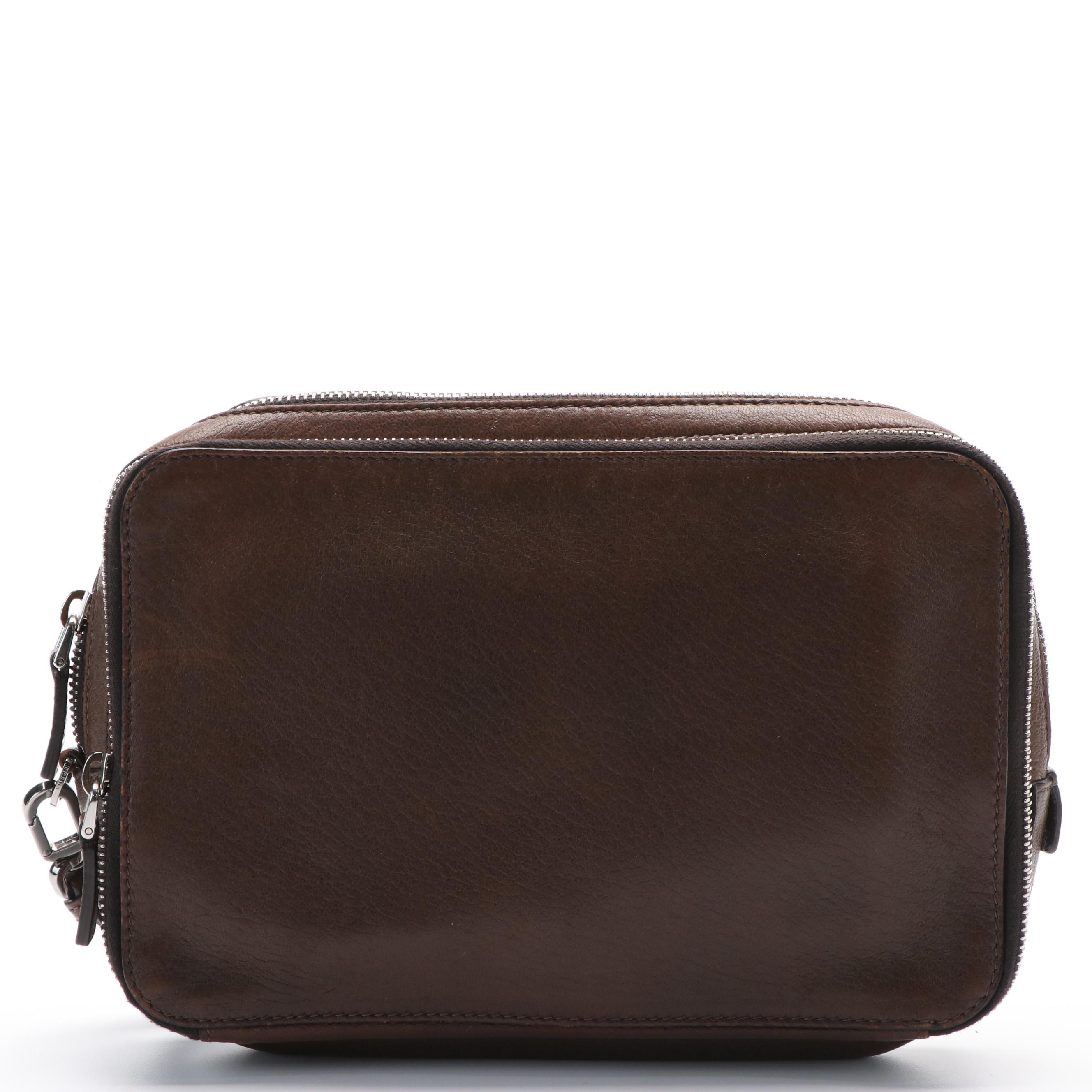 Prada Clutch Bag in Brown Leather