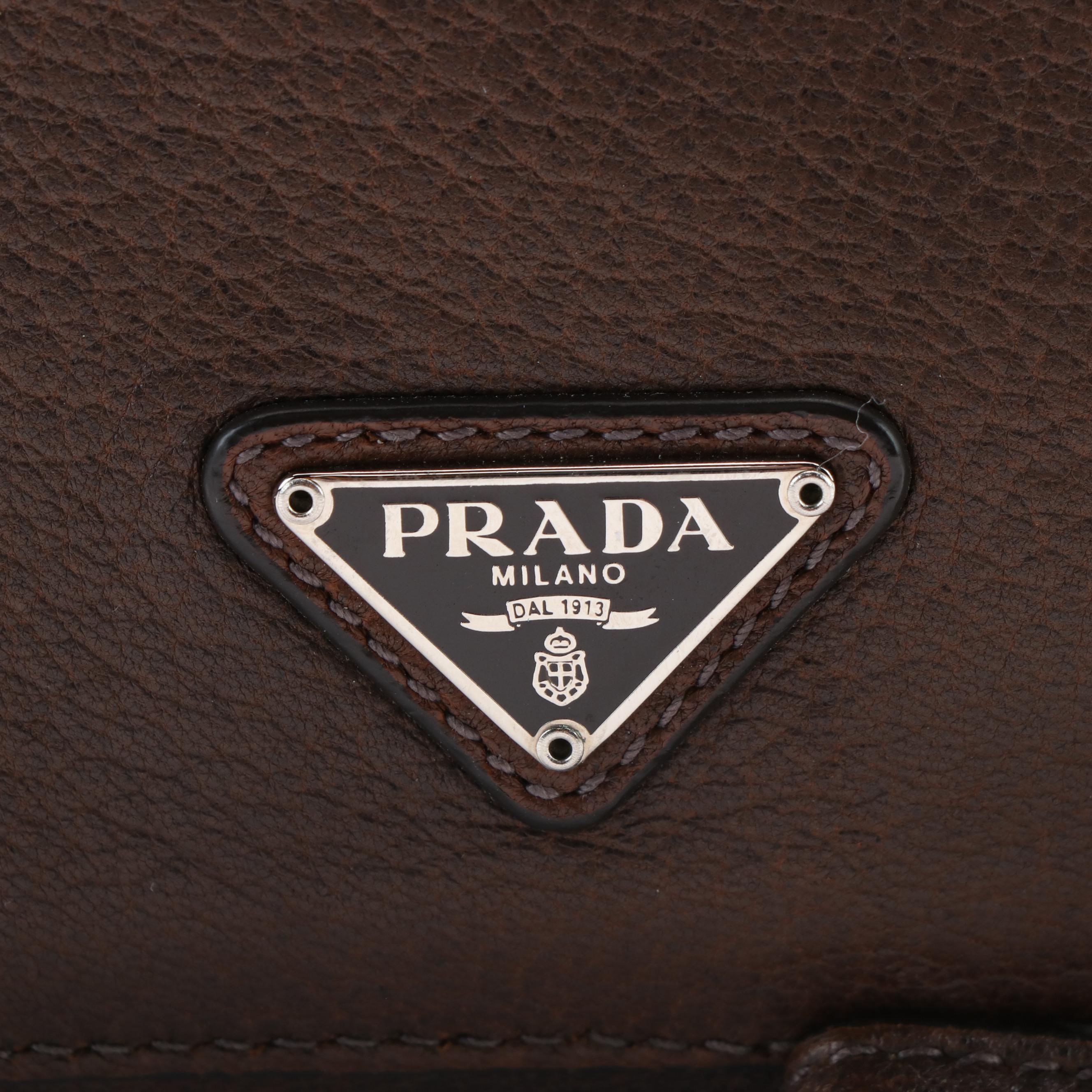 Prada Clutch Bag in Brown Leather