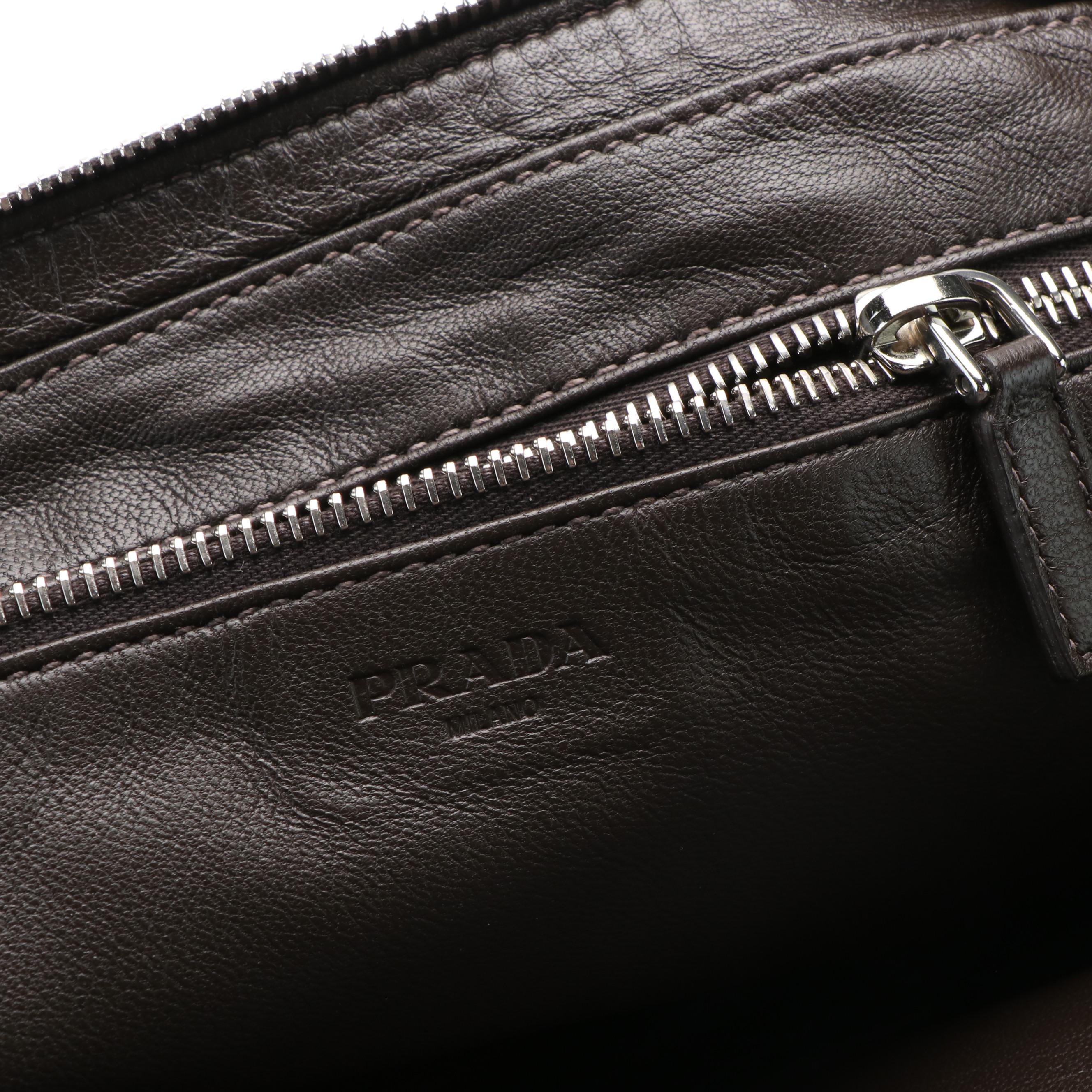 Prada Clutch Bag in Brown Leather