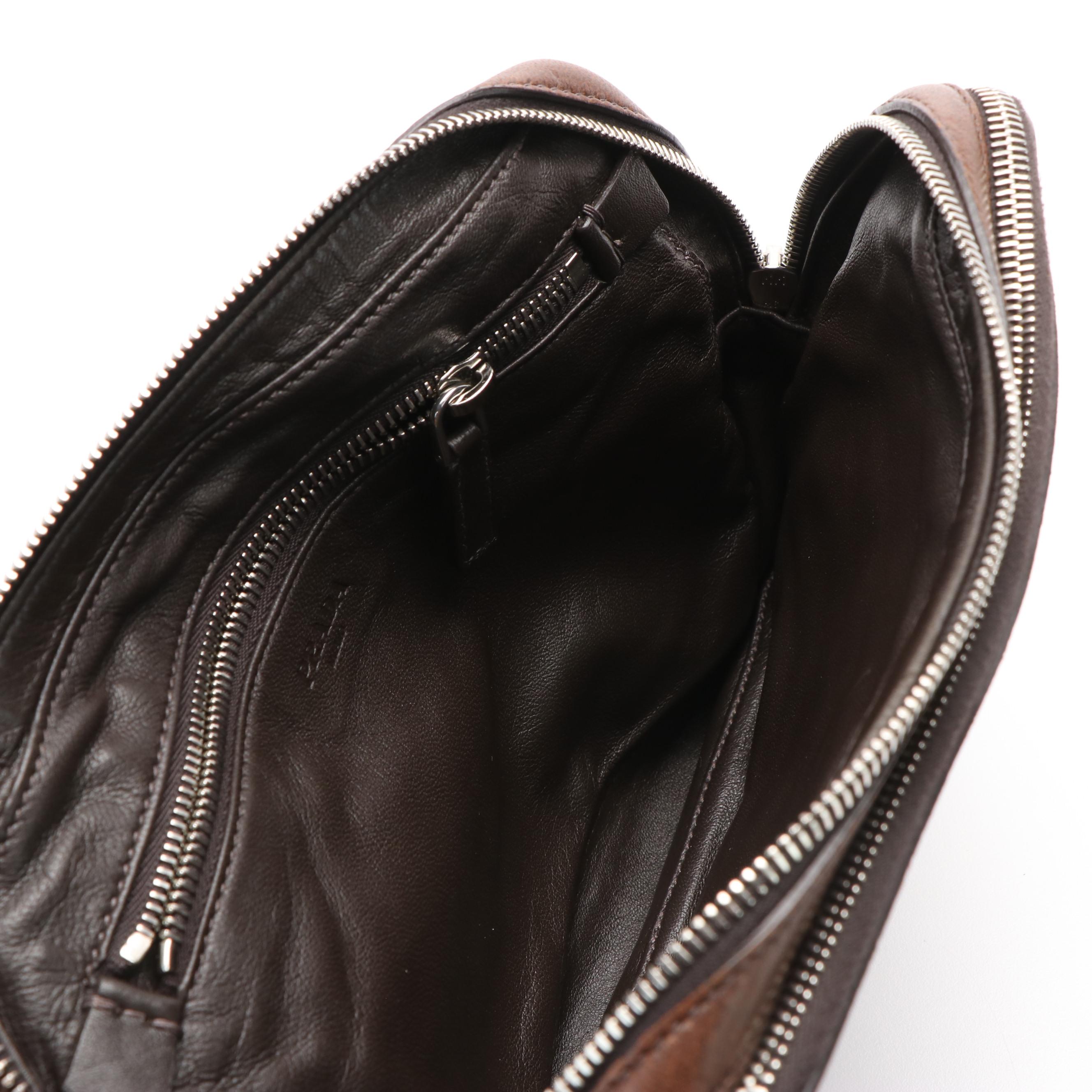 Prada Clutch Bag in Brown Leather