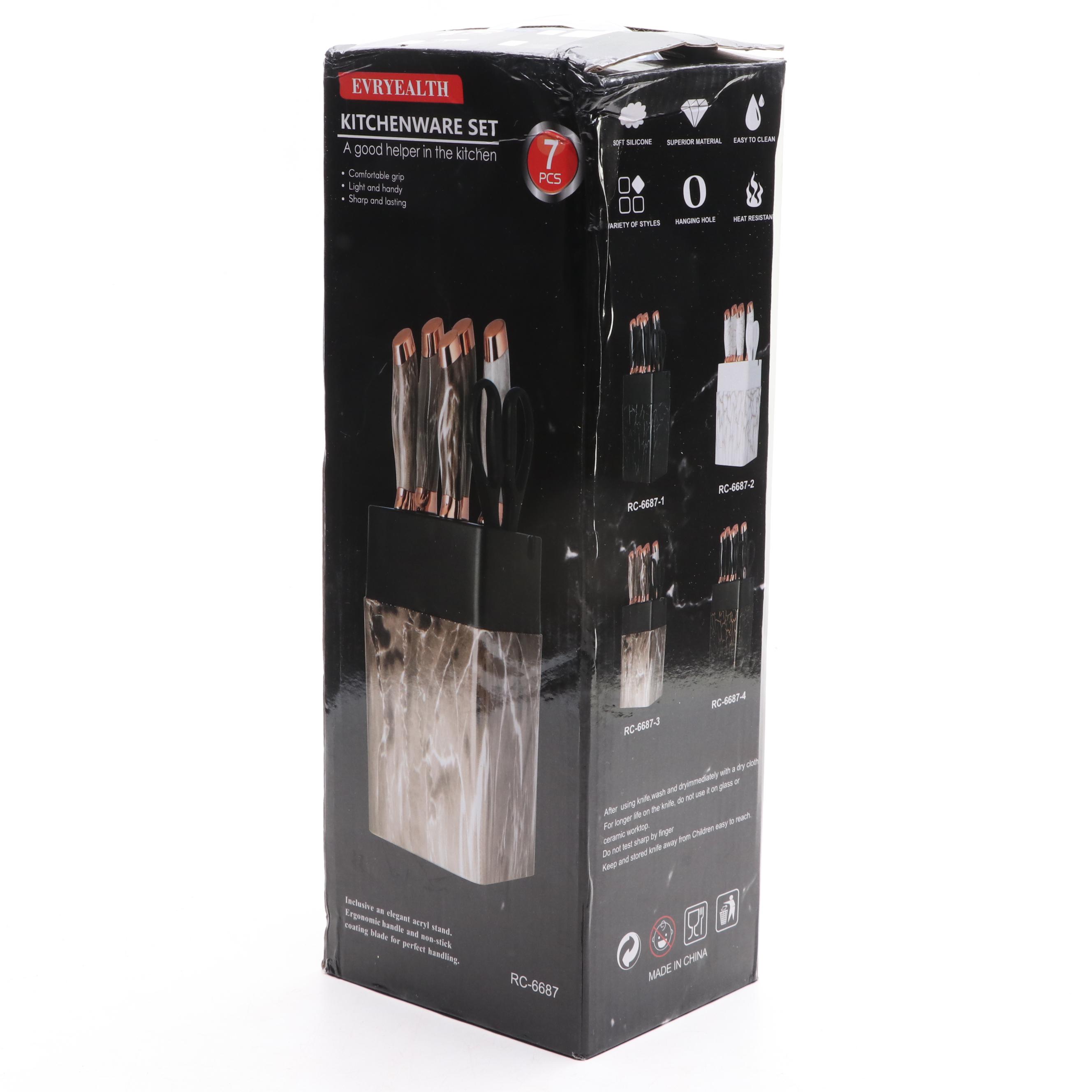 Evryealth Kitchen Knife Set with Cutlery Block