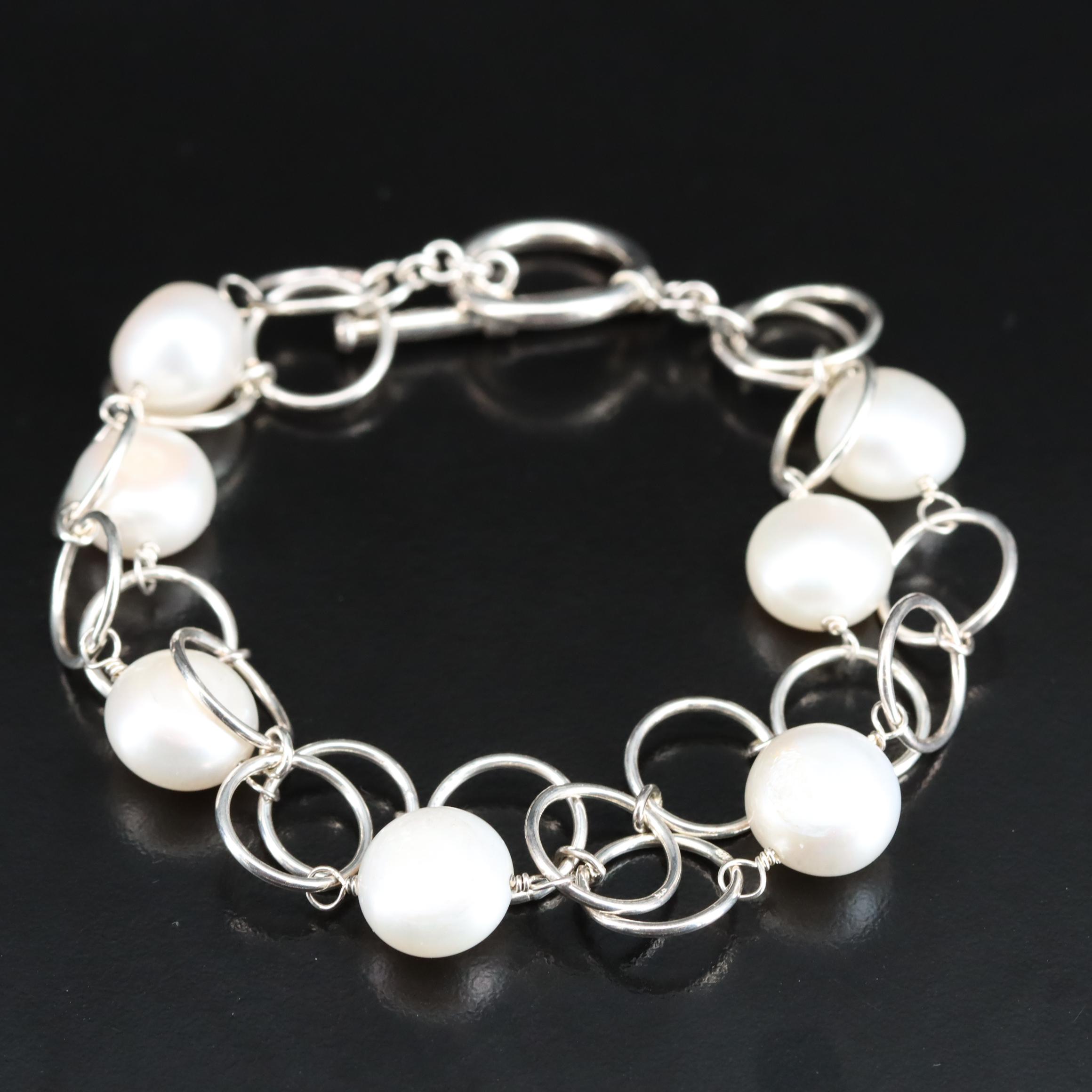 Sterling Pearl Double Strand Bracelet