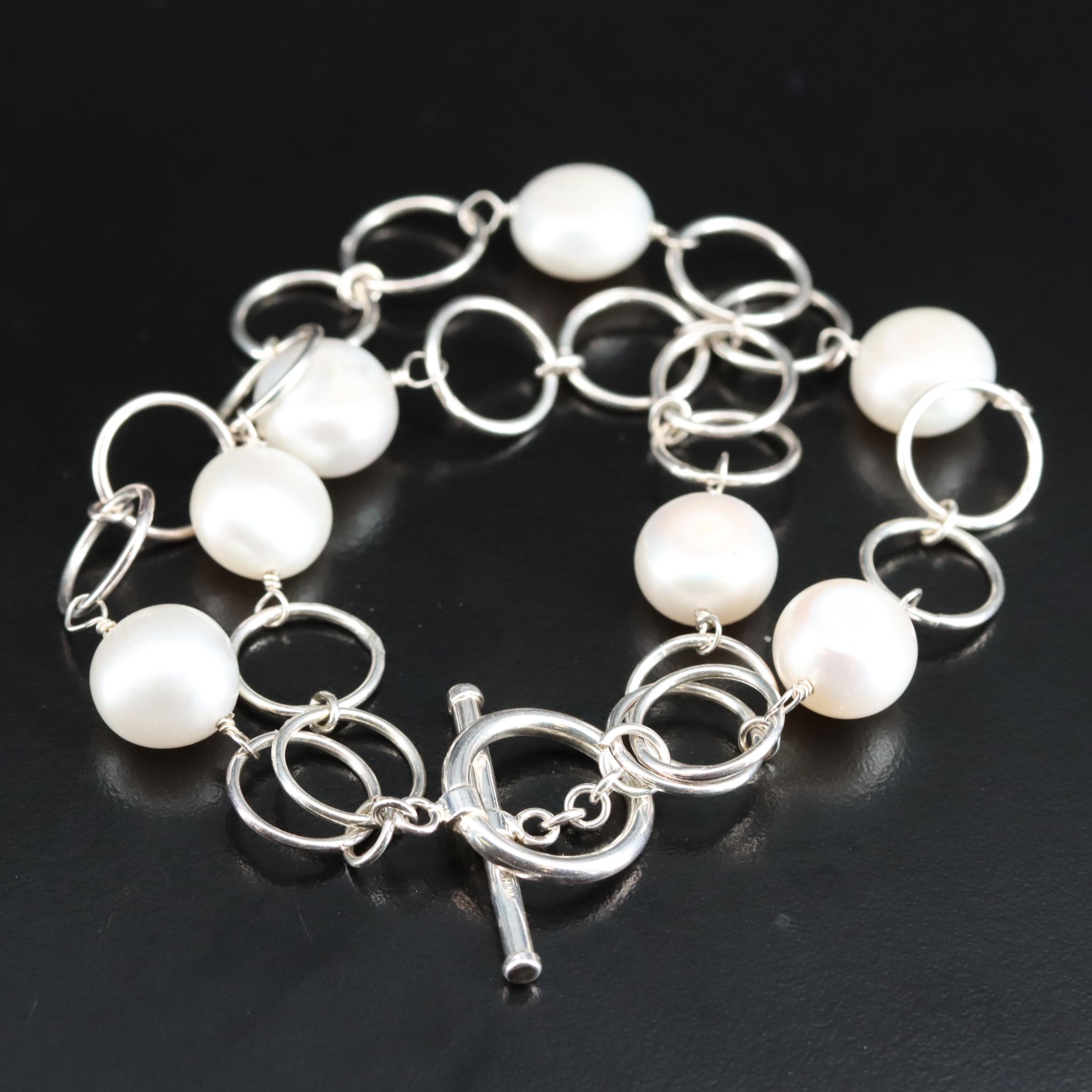 Sterling Pearl Double Strand Bracelet