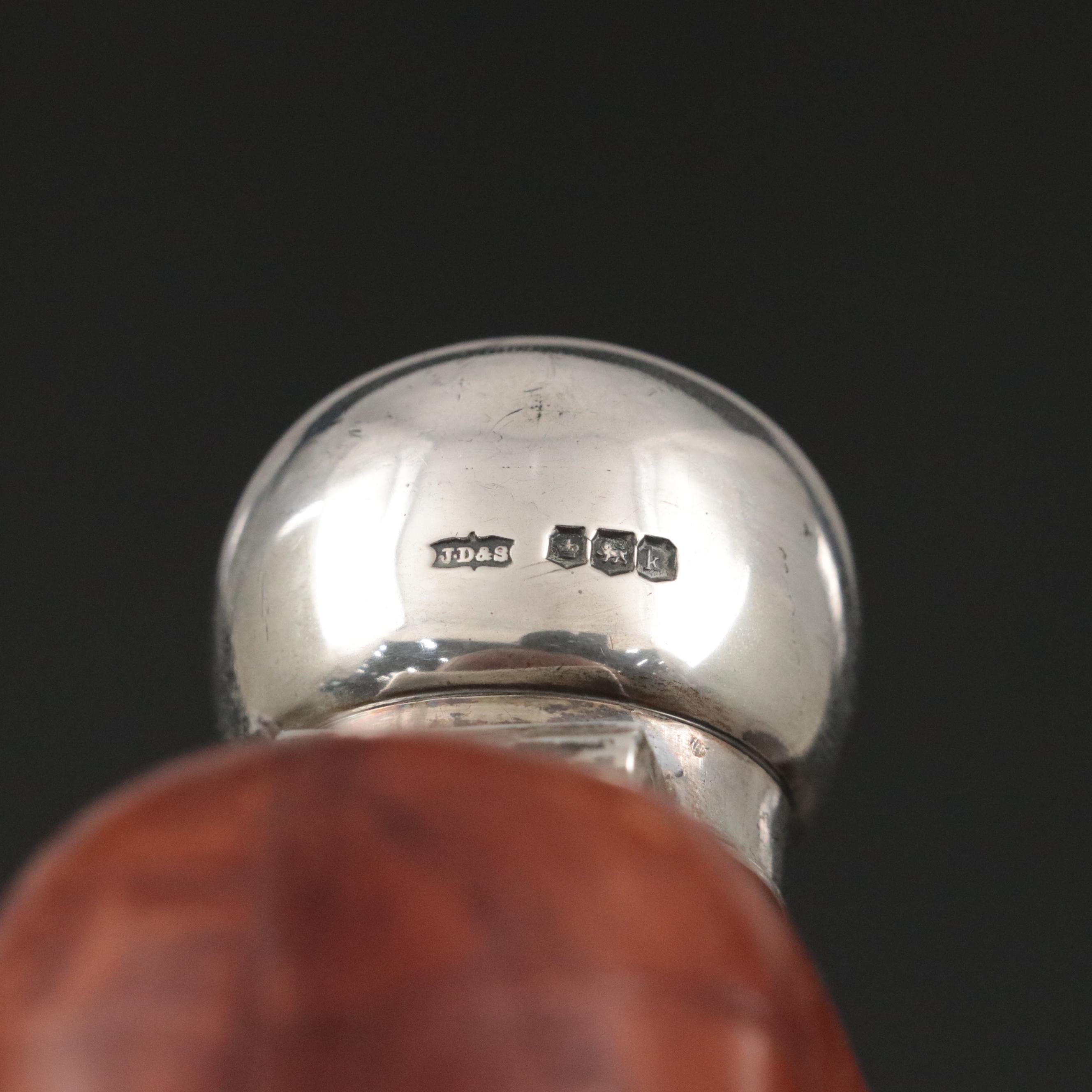 James Dixon & Sons Ltd Sterling Silver Base Hip Flask with Leather Cigar Case