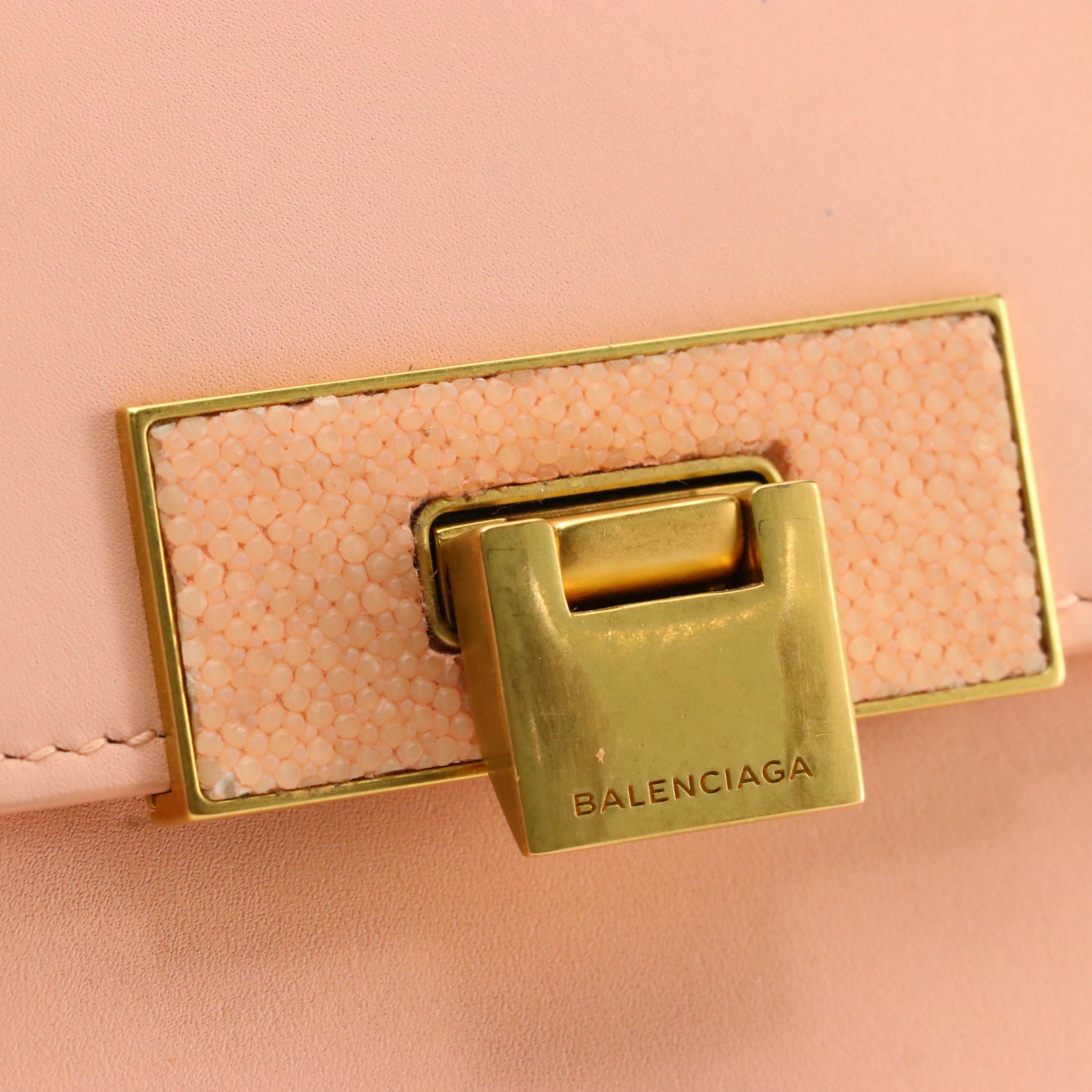 Balenciaga Le Dix Cartable Bag in Smooth Calfskin Leather with Stingray Trim