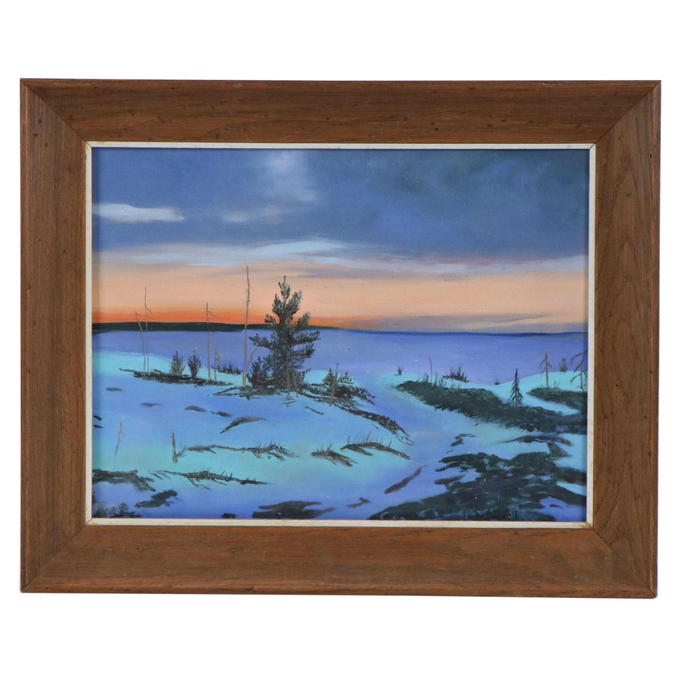 Coastal Sunset Landscape Acrylic Painting, 21st Century