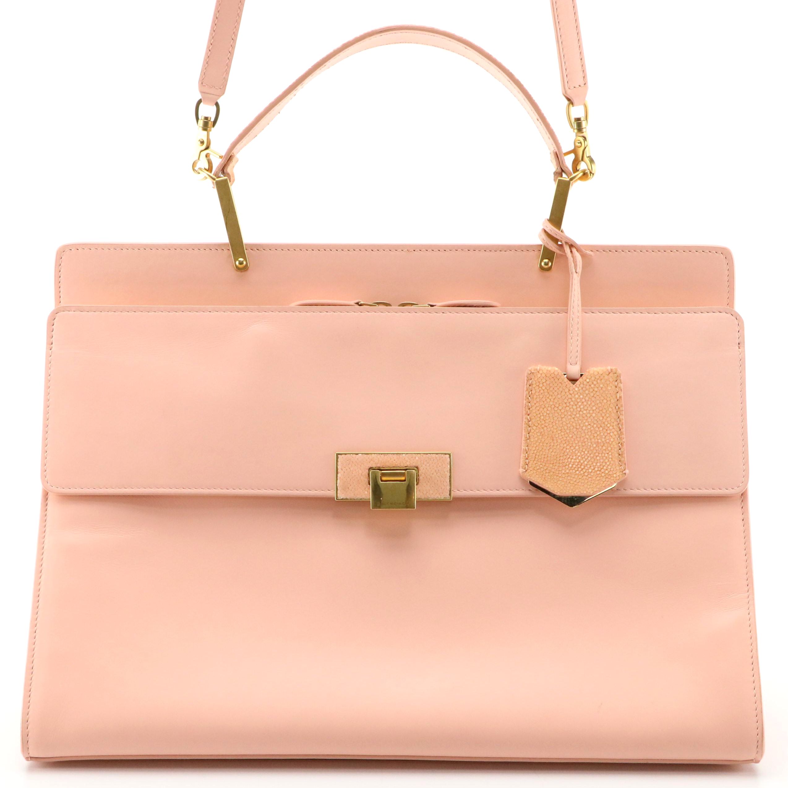 Balenciaga Le Dix Cartable Bag in Smooth Calfskin Leather with Stingray Trim