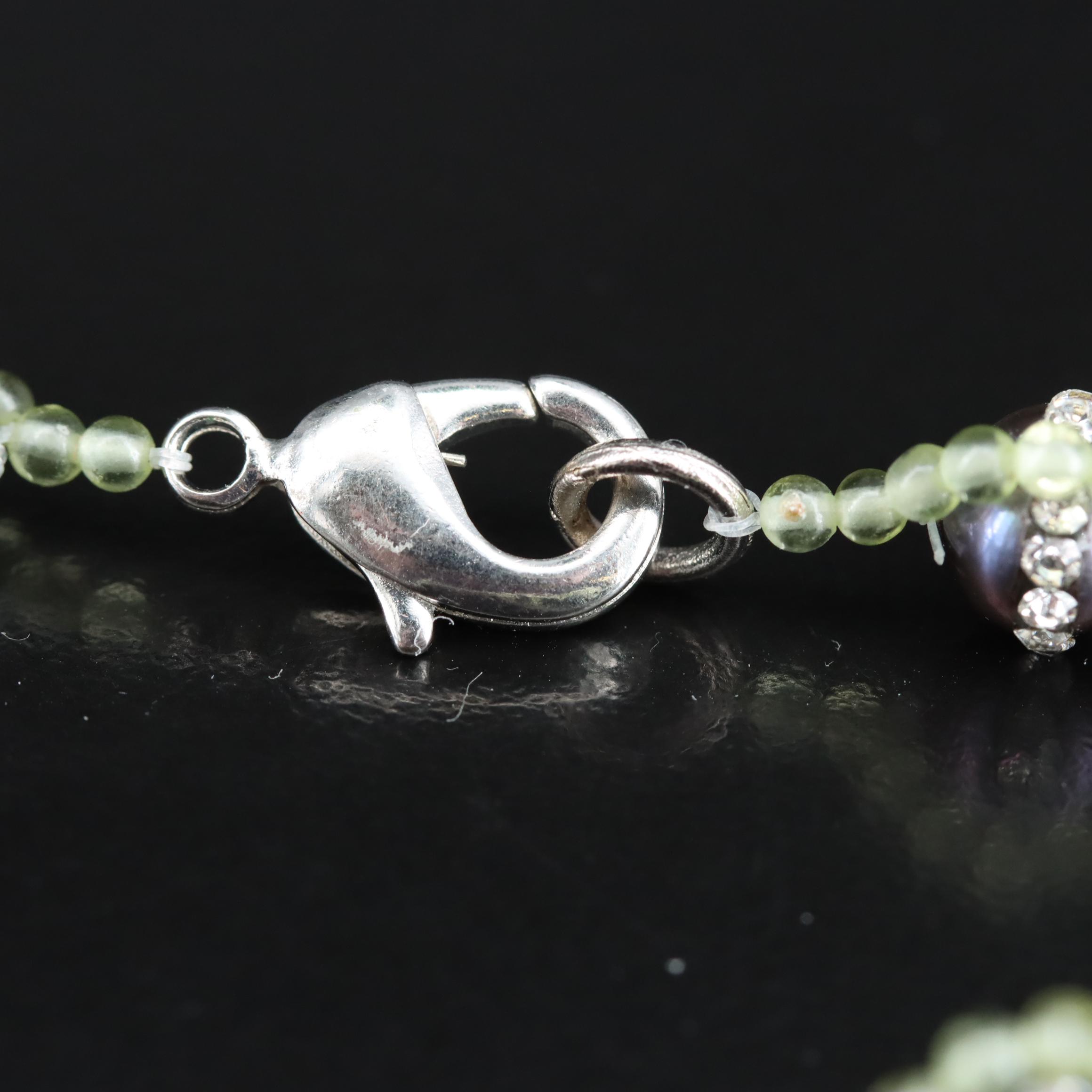 Pearl, Rhinestone and Glass Necklace and Bracelet