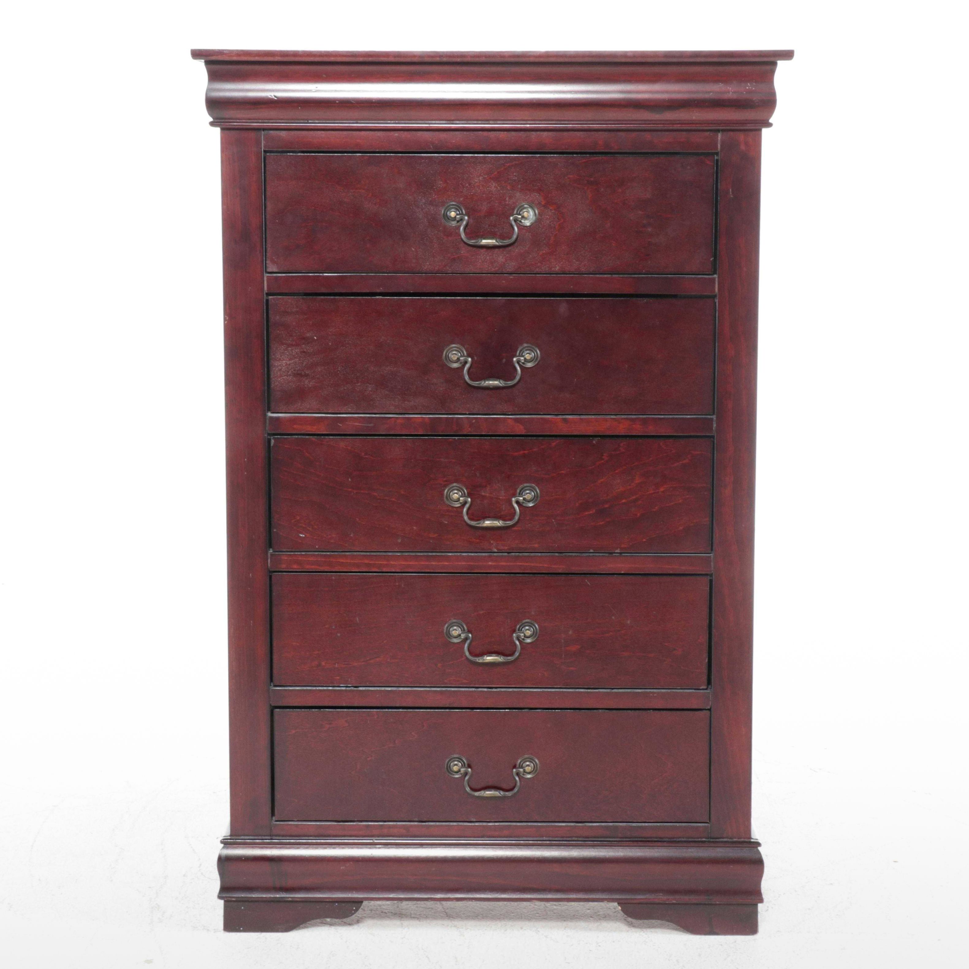 Louis Philippe Style Mahogany-Stained Five-Drawer Chest