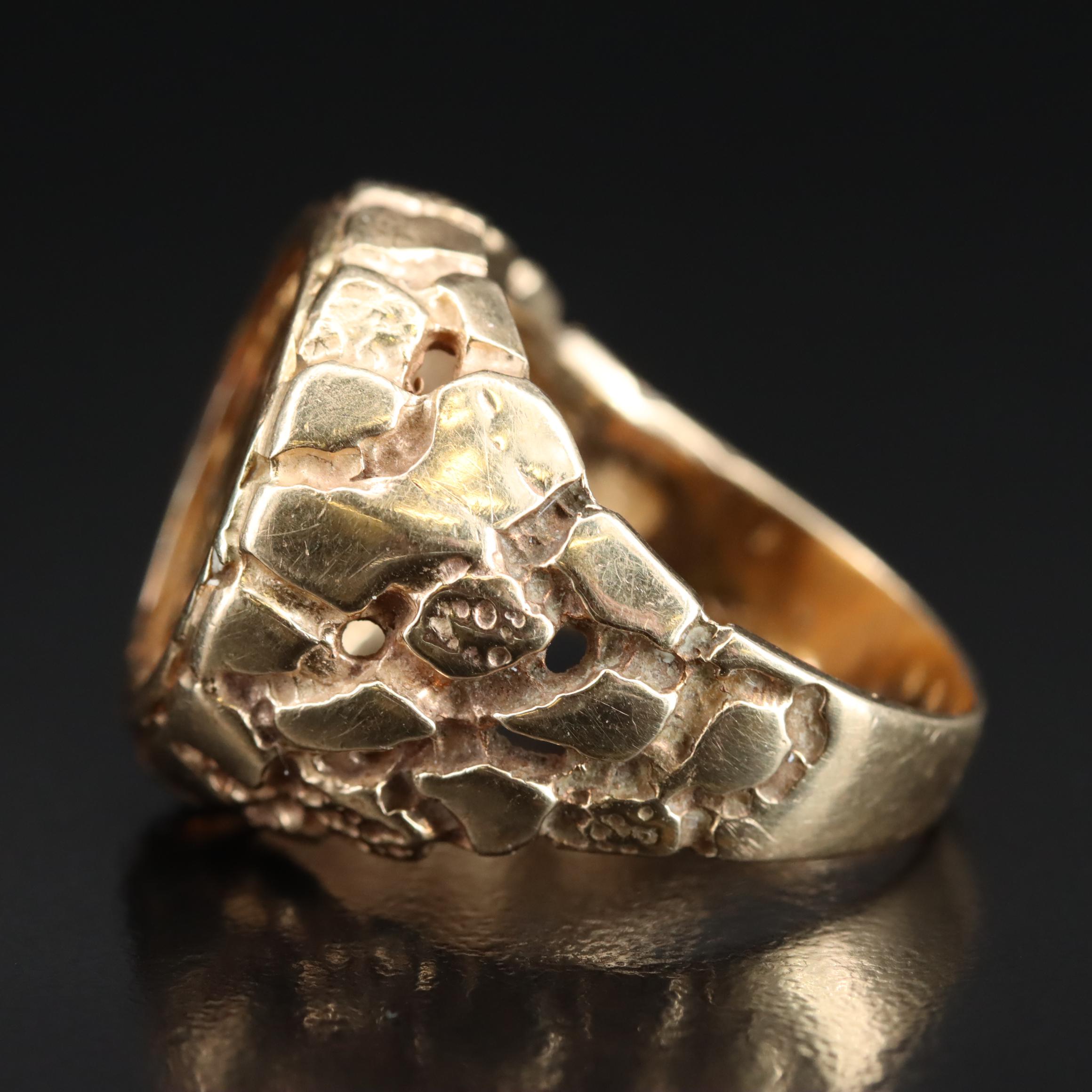 14K Ring with 1982 South African 1/10th Krugerrand Gold Coin