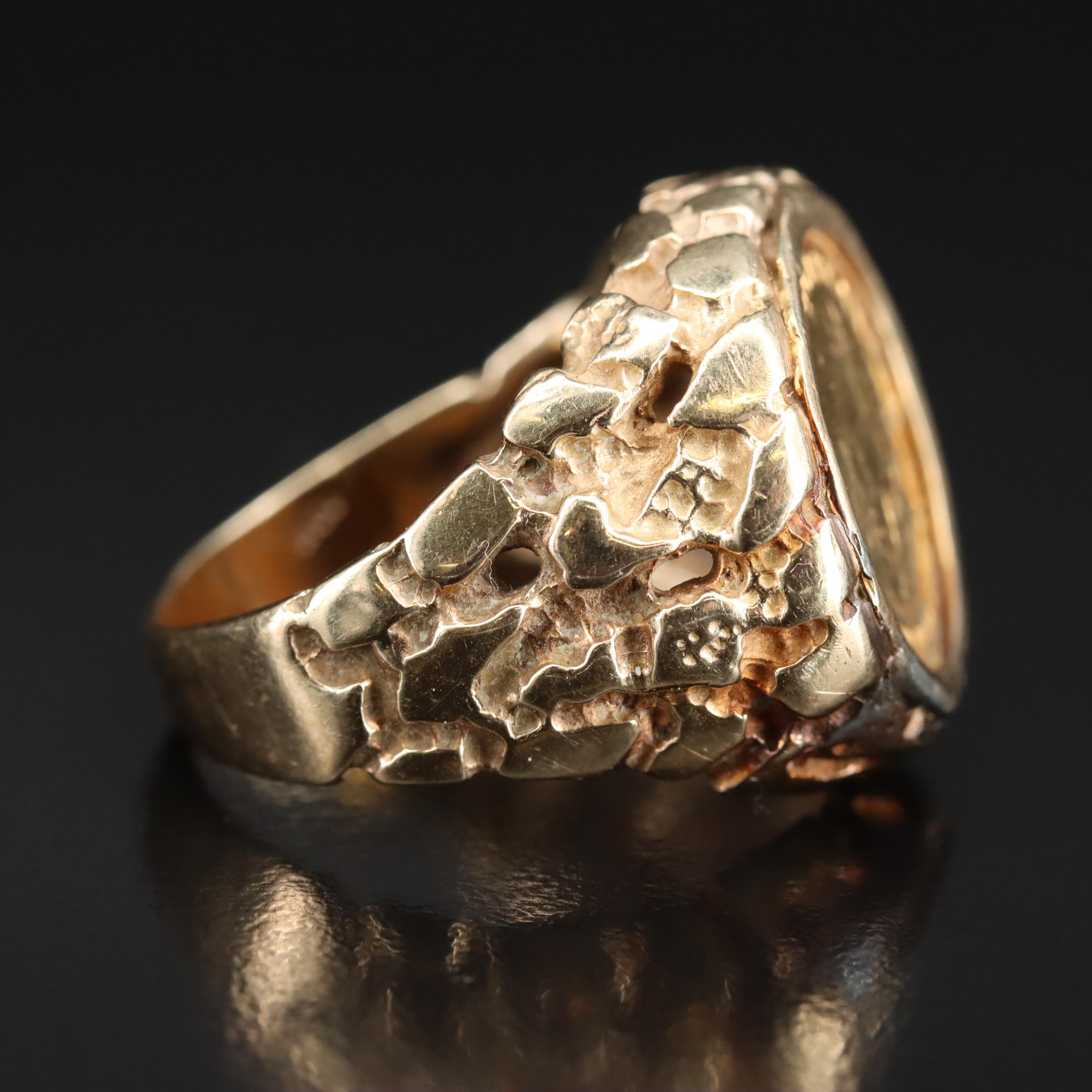 14K Ring with 1982 South African 1/10th Krugerrand Gold Coin