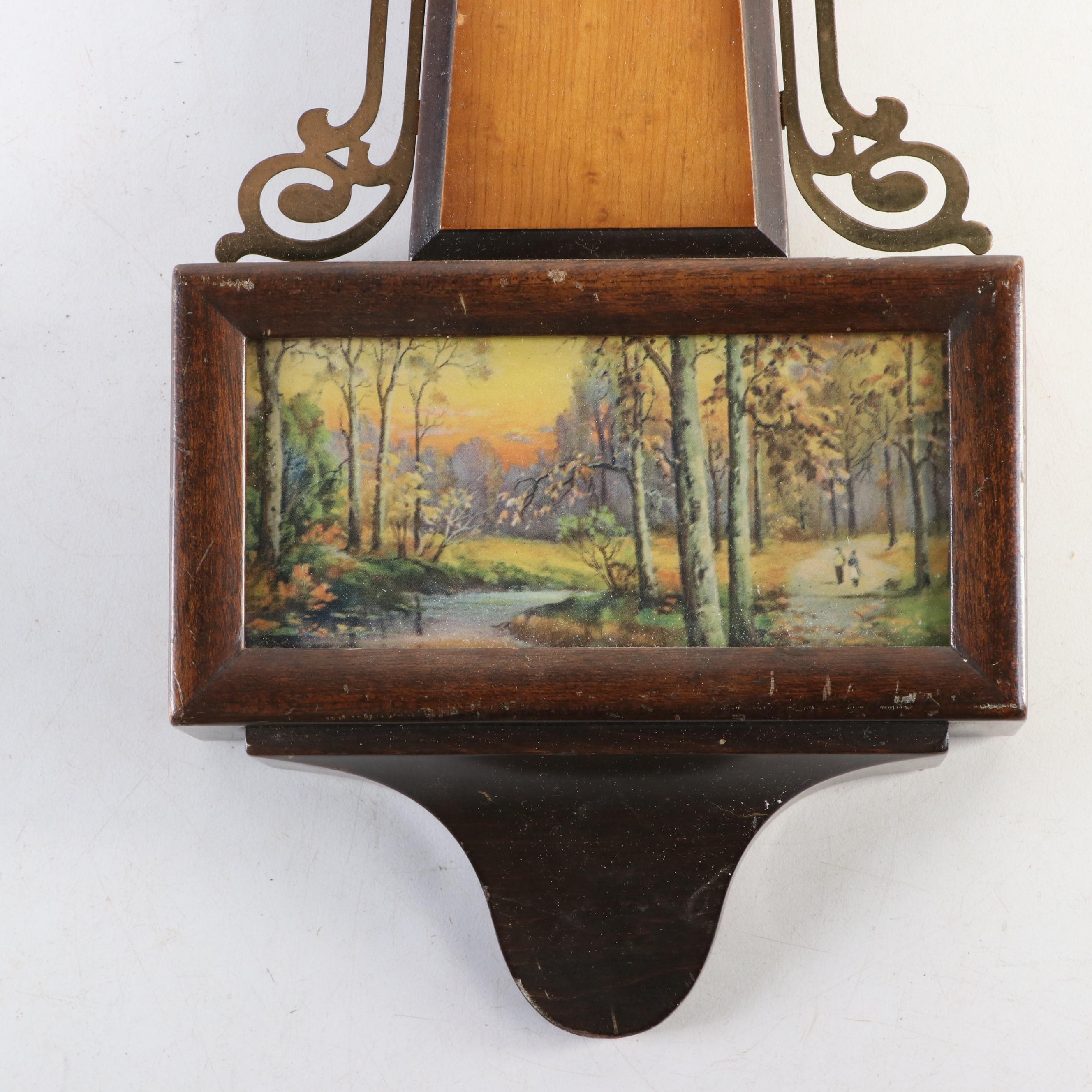 Sessions Electric Wooden Banjo Wall Clock with Offset Lithograph Panel