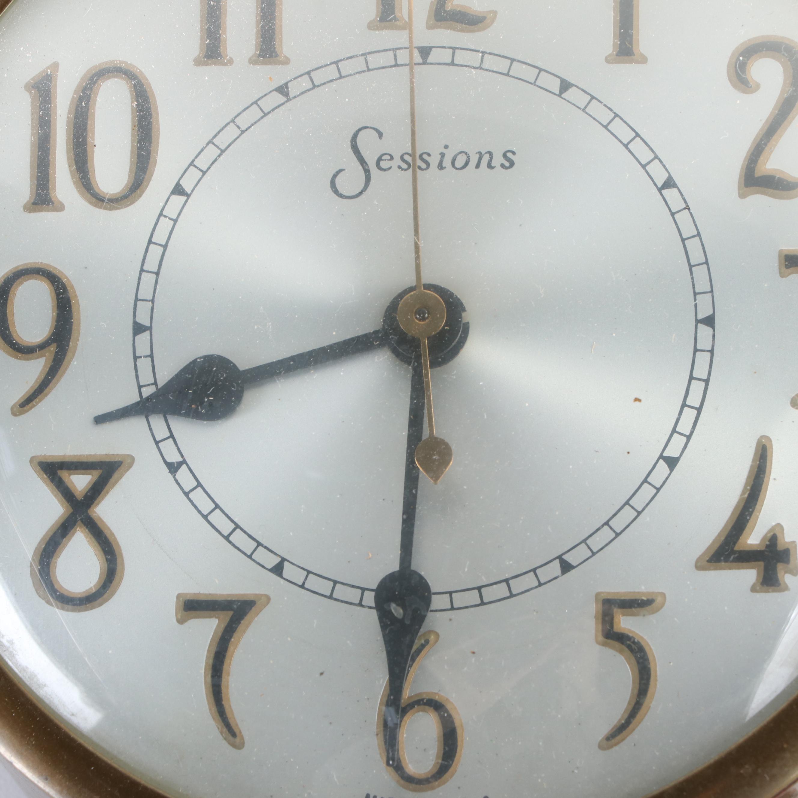 Sessions Electric Wooden Banjo Wall Clock with Offset Lithograph Panel