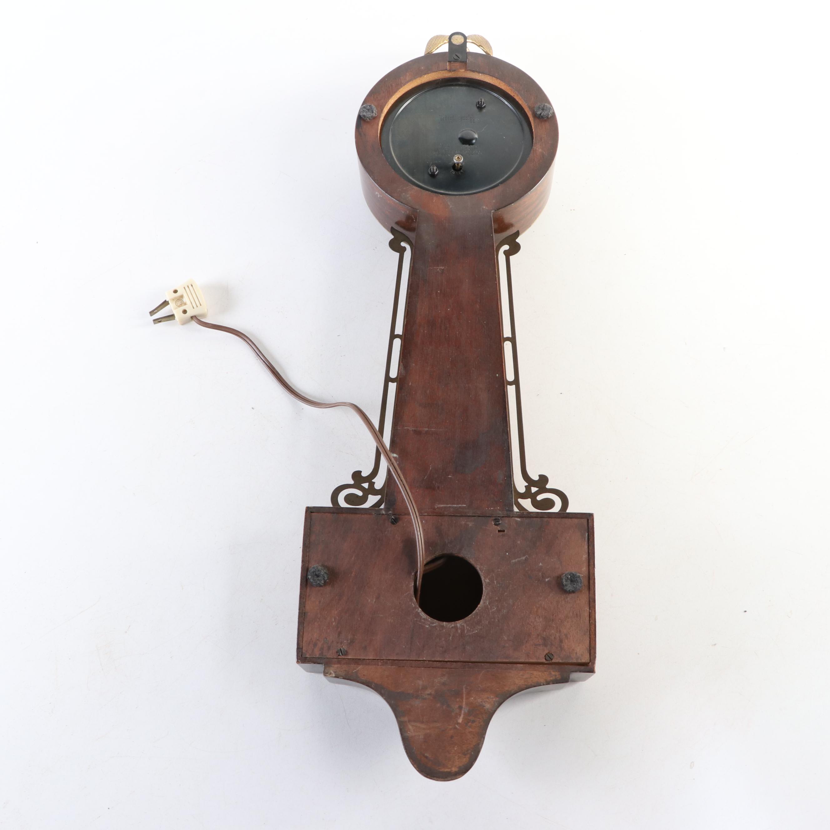 Sessions Electric Wooden Banjo Wall Clock with Offset Lithograph Panel