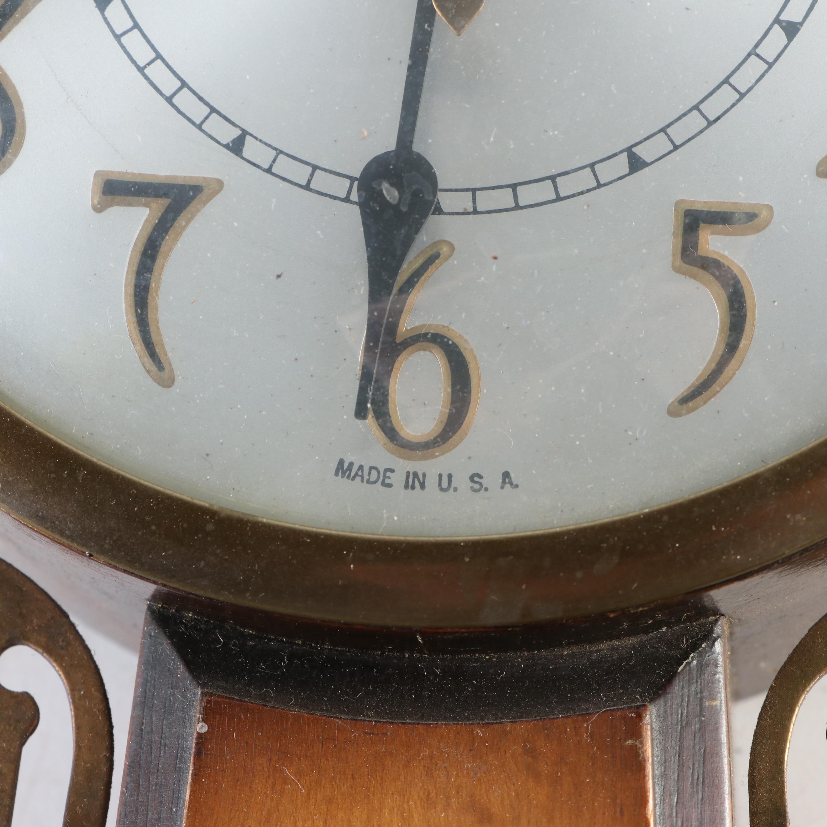 Sessions Electric Wooden Banjo Wall Clock with Offset Lithograph Panel