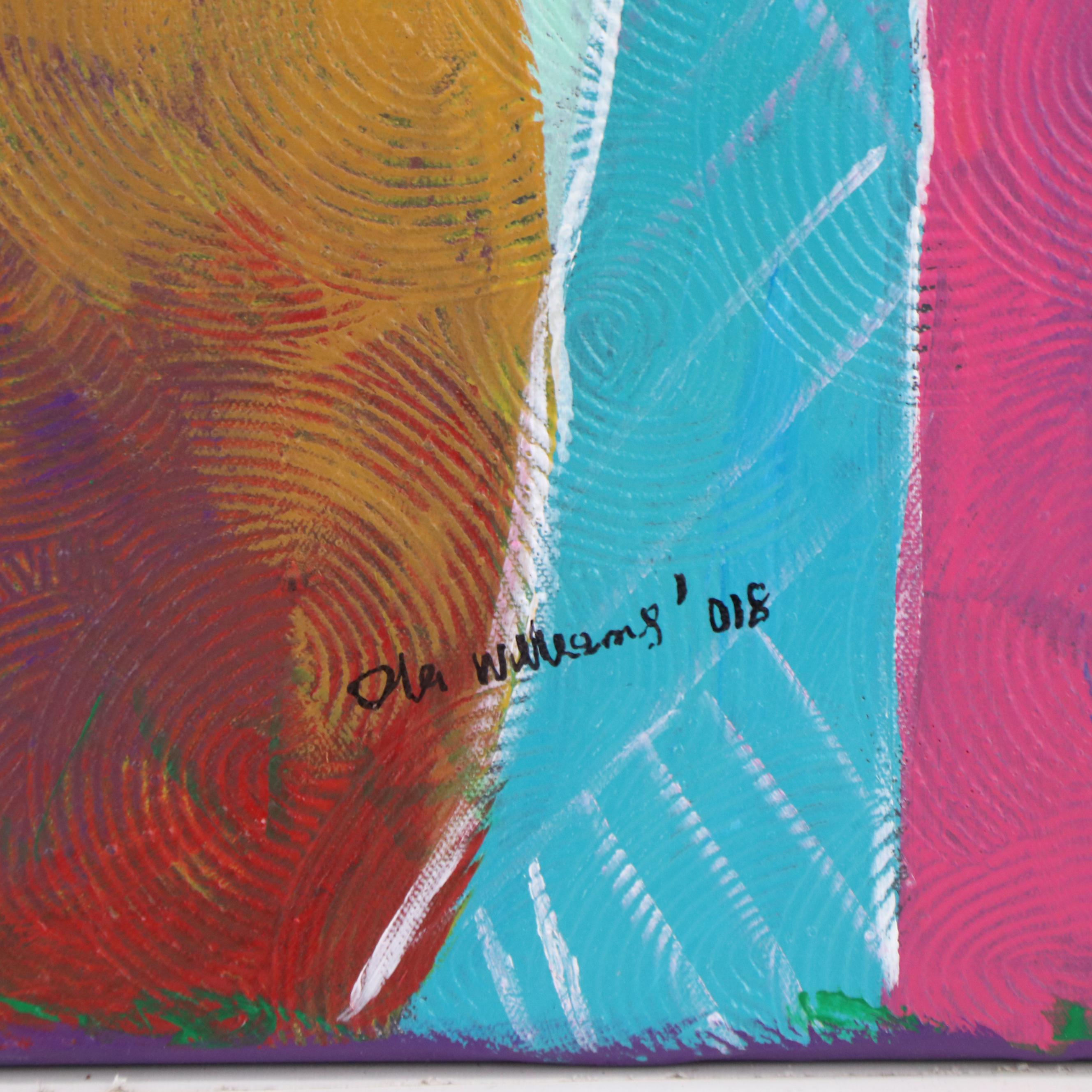 Ola Williams Stylized Mixed Media Painting "Florishing Man"