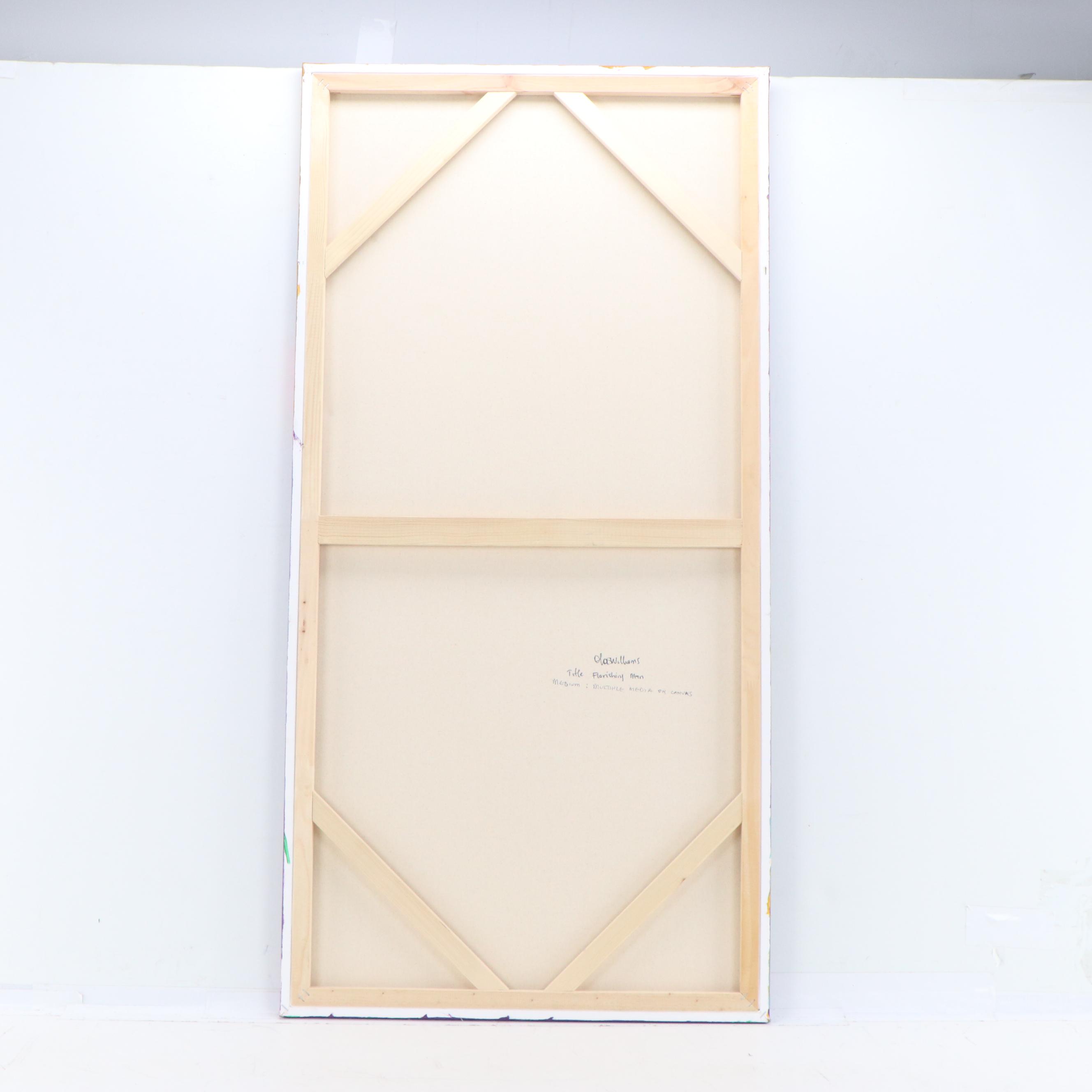 Ola Williams Stylized Mixed Media Painting "Florishing Man"