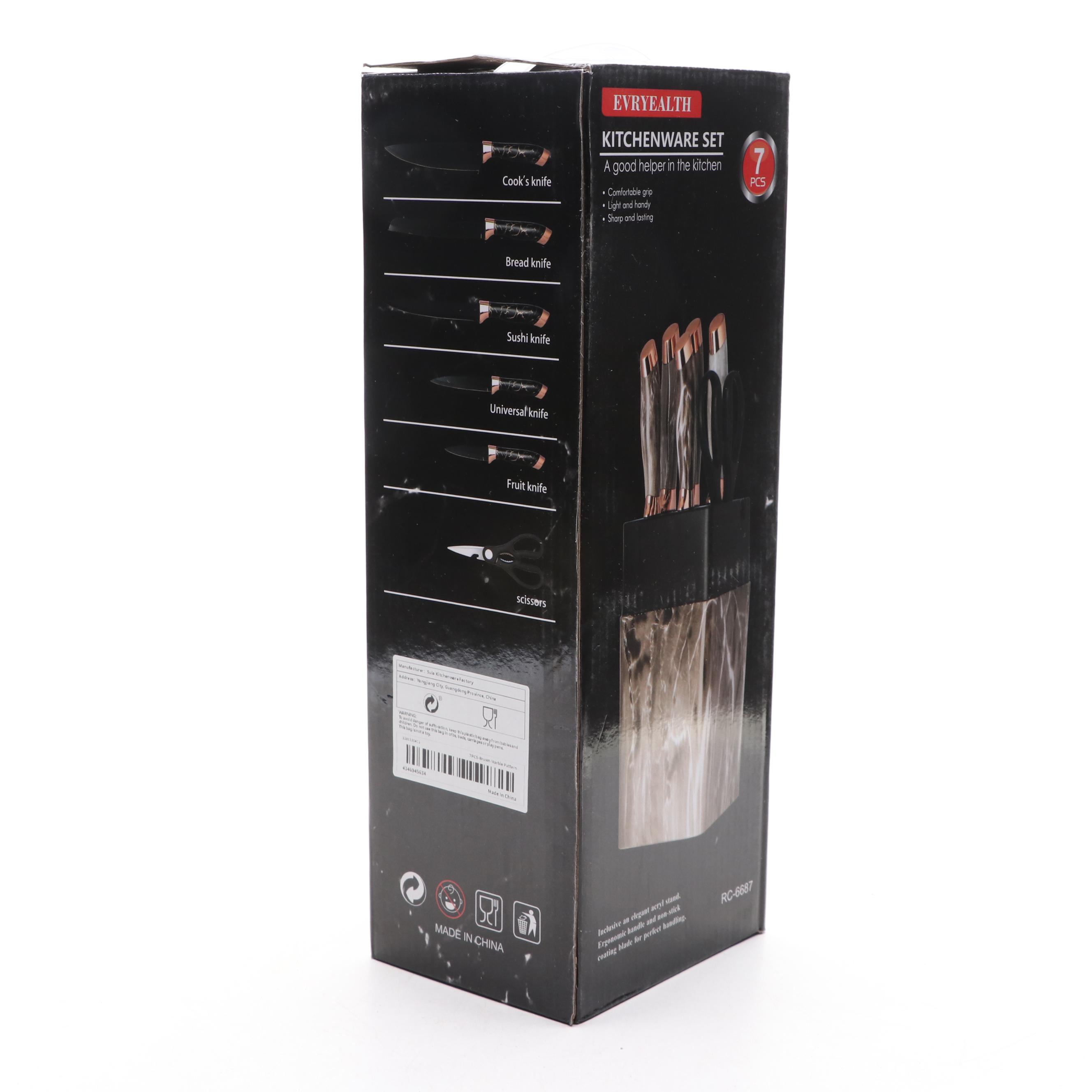 Evryealth Kitchen Knife Set with Cutlery Block