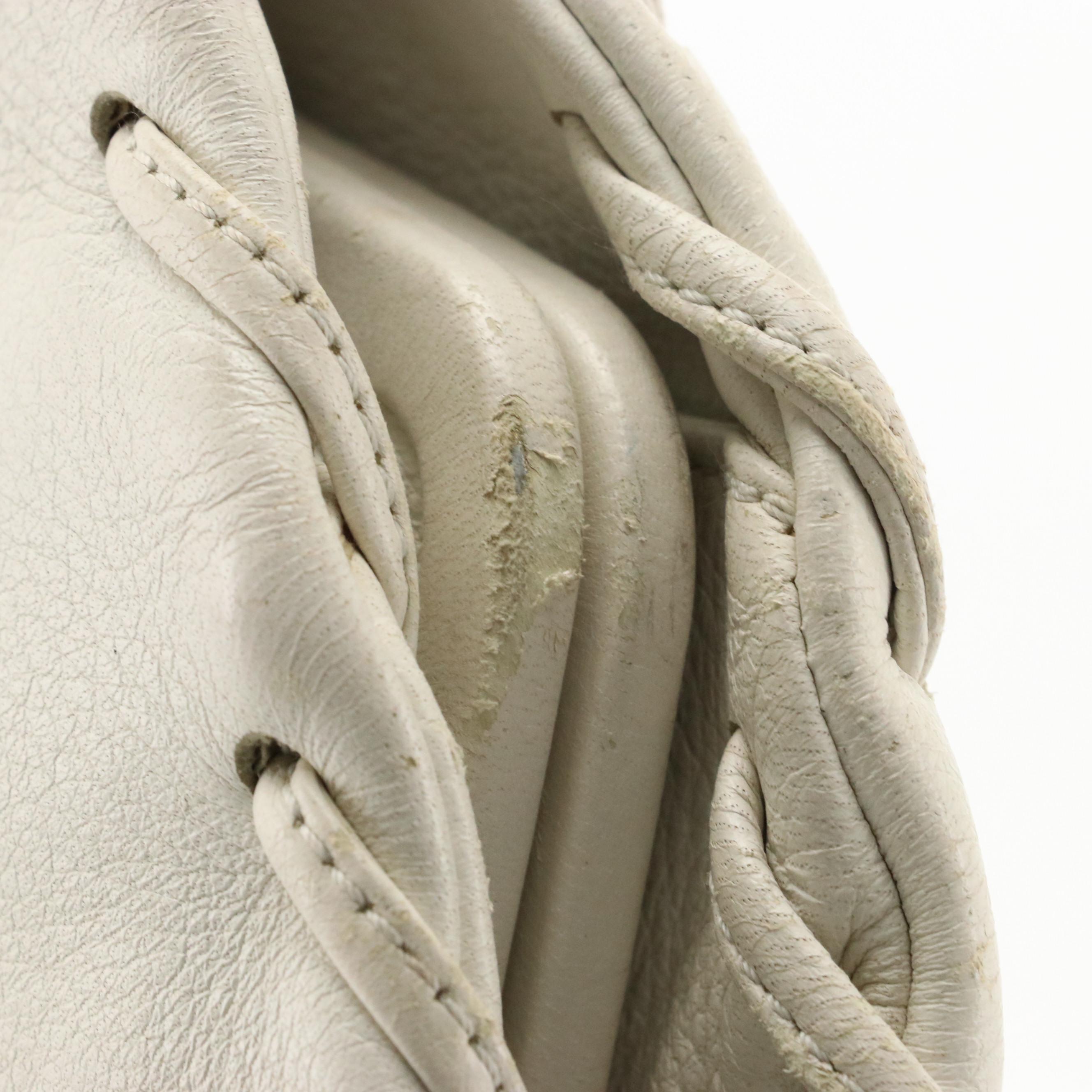 Bottega Veneta White Grain Leather Shoulder Bag with Intrecciato Leather Straps