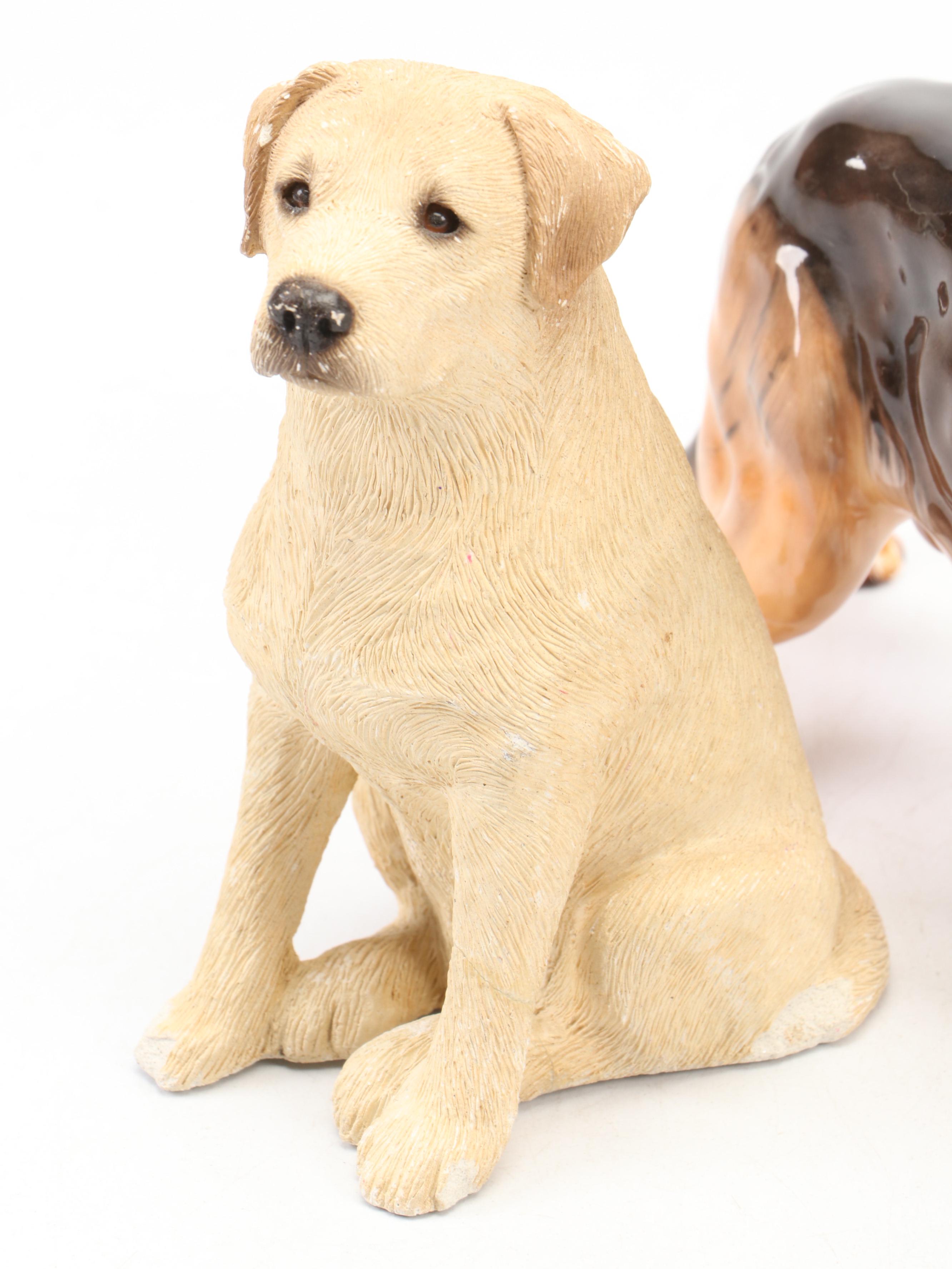 Royal Doulton Bone China Alsatian and Sandicast Cast Resin Labrador Figurines