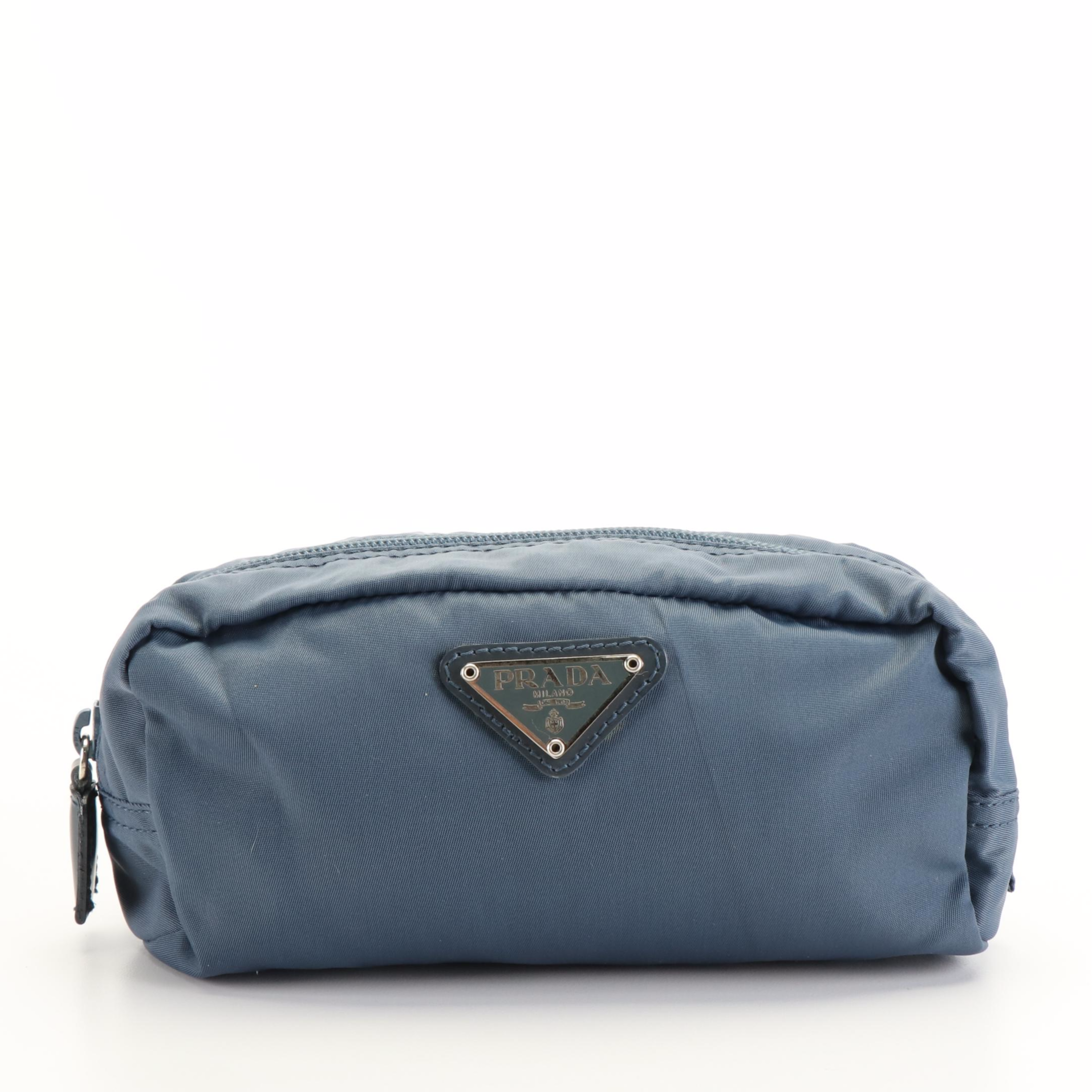 Prada Cosmetic Make-Up Pouch in Blue Nylon