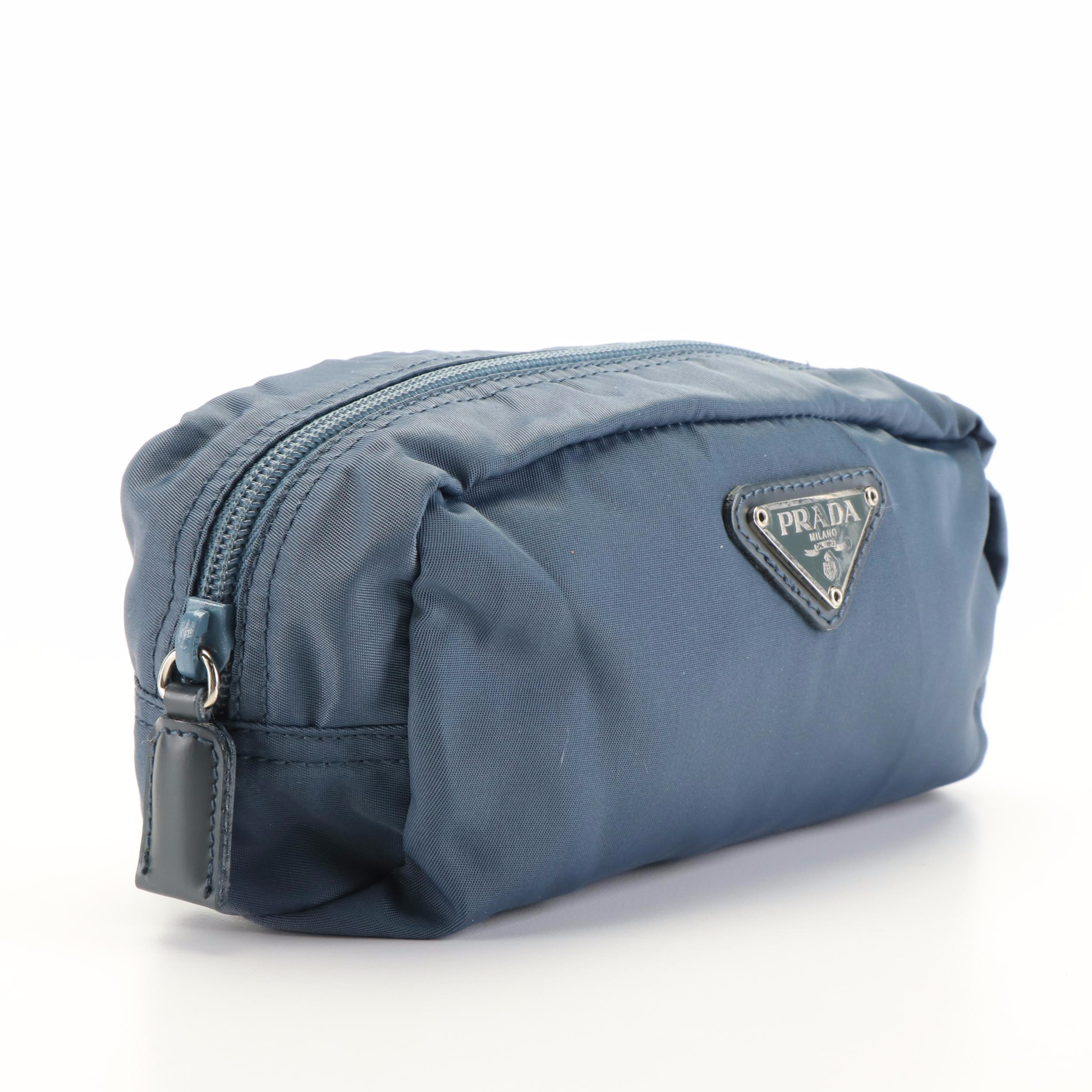 Prada Cosmetic Make-Up Pouch in Blue Nylon
