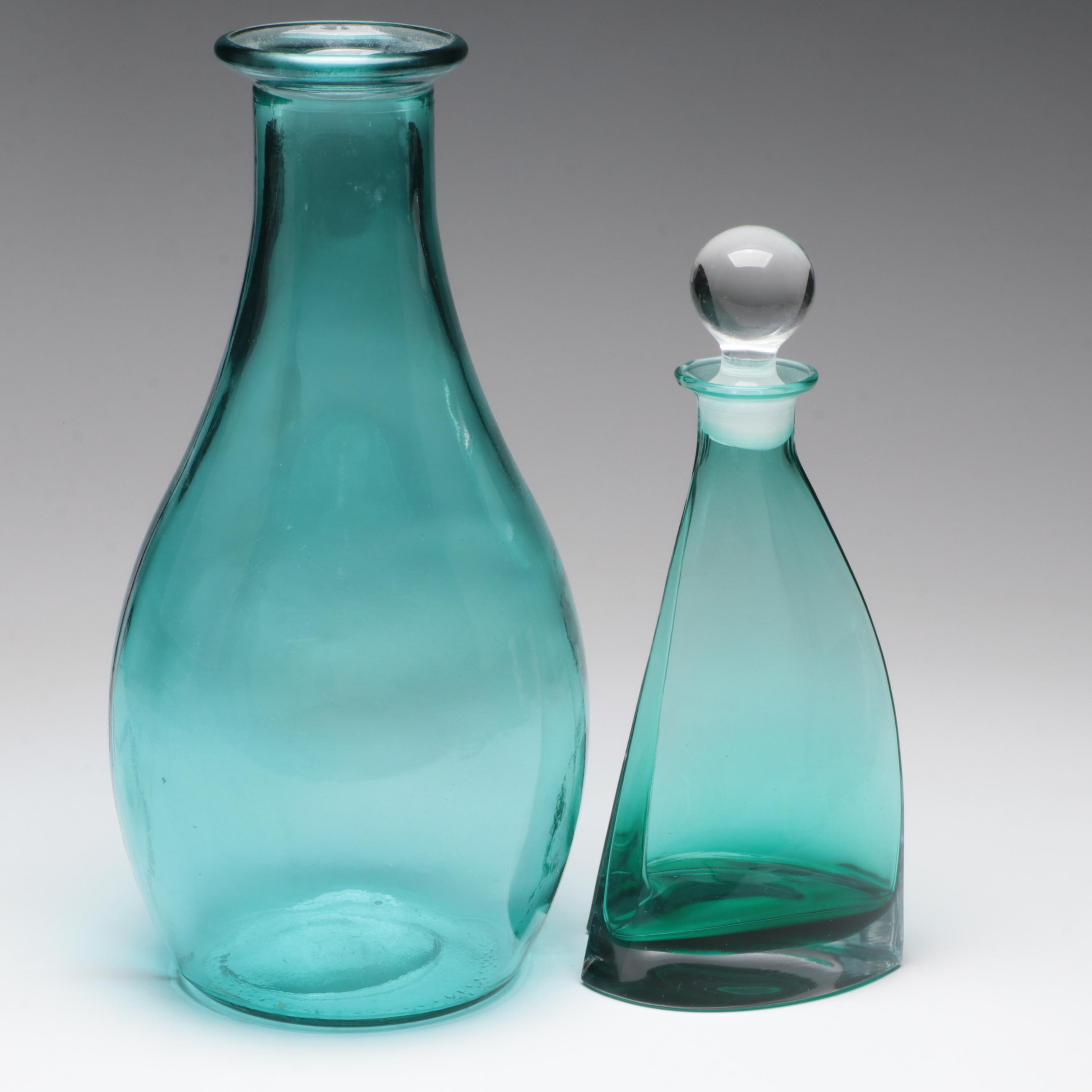 Aqua Glass Vase and Bottle