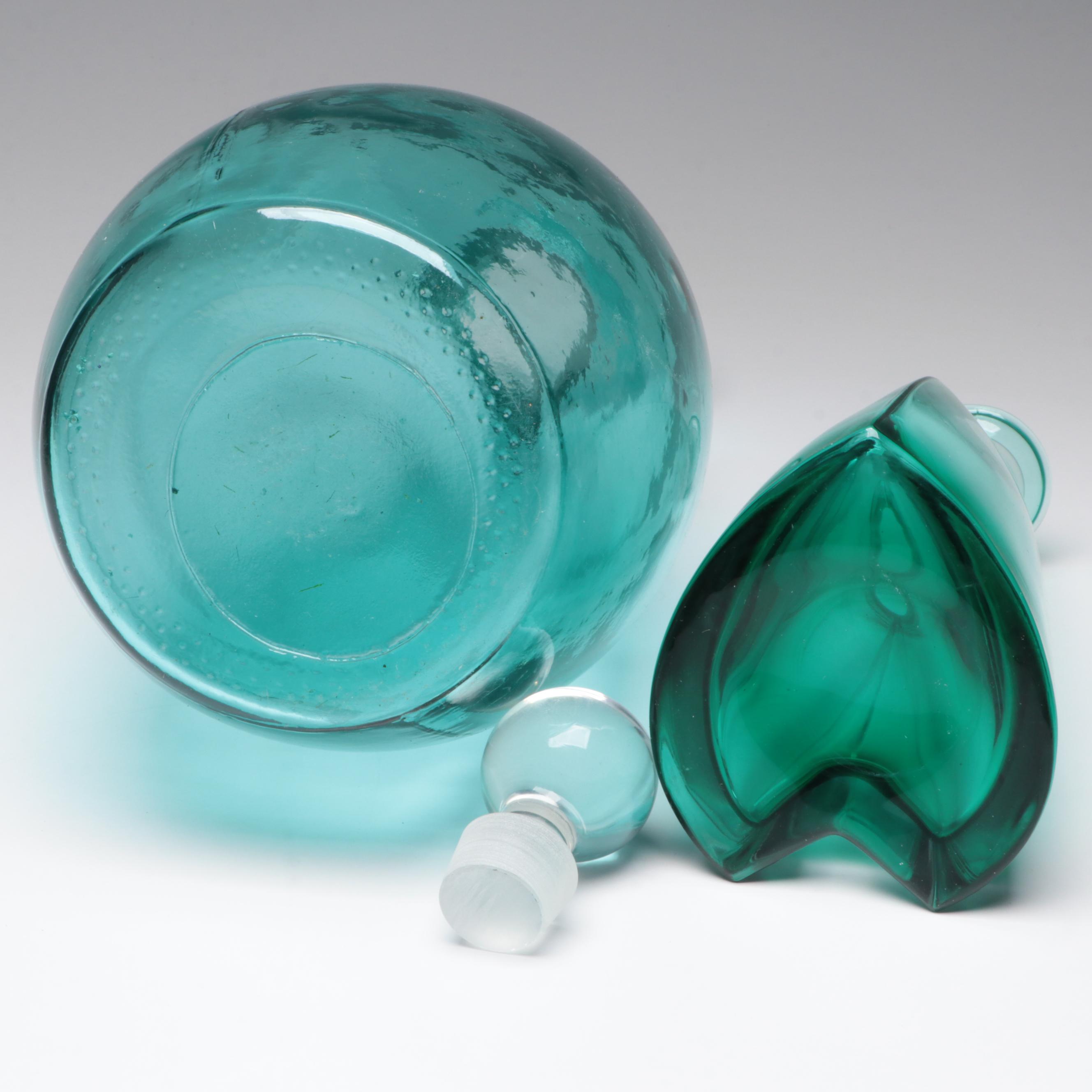 Aqua Glass Vase and Bottle