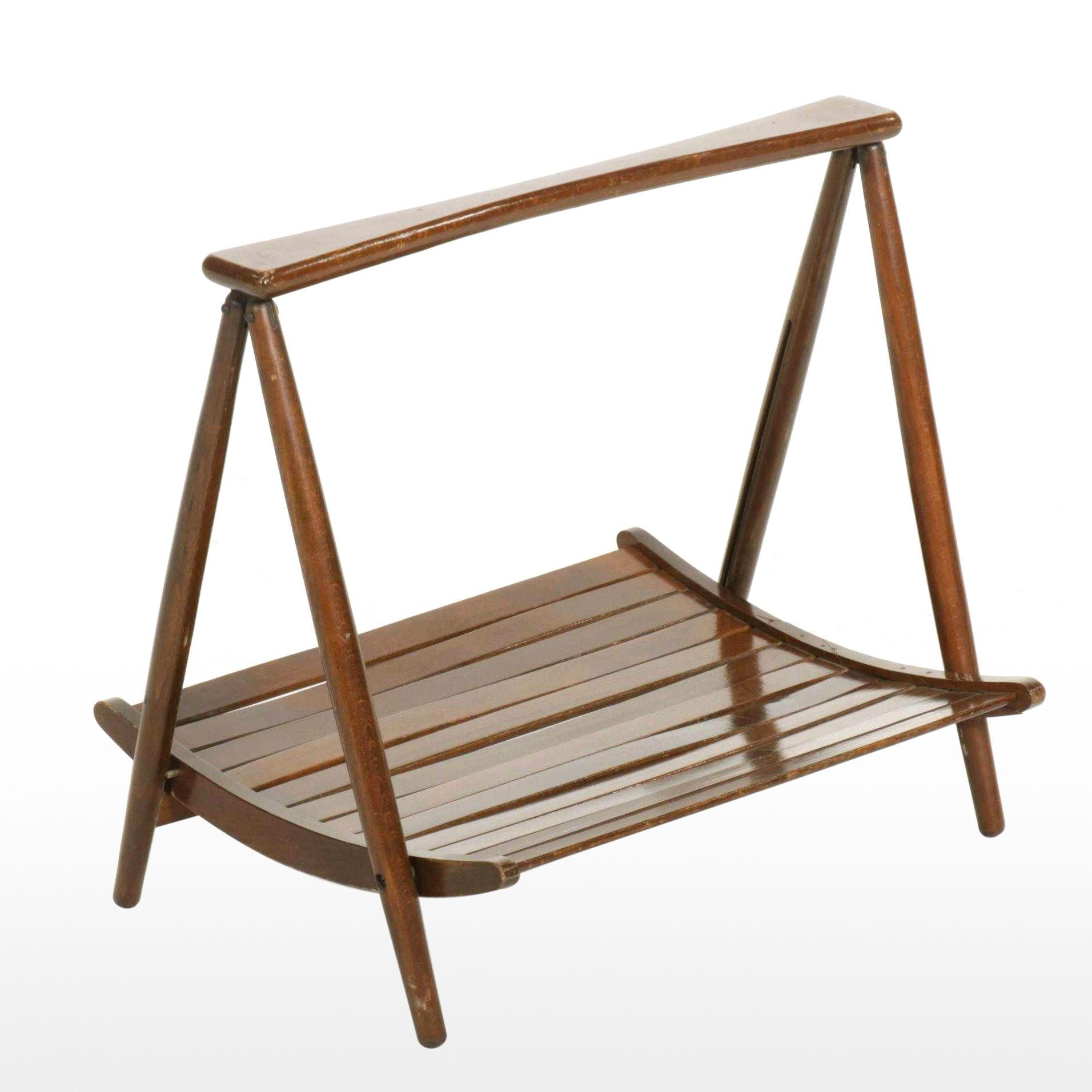 Nasco Yugoslavia Mid Century Modern Walnut-Stained Magazine Rack, 1970s