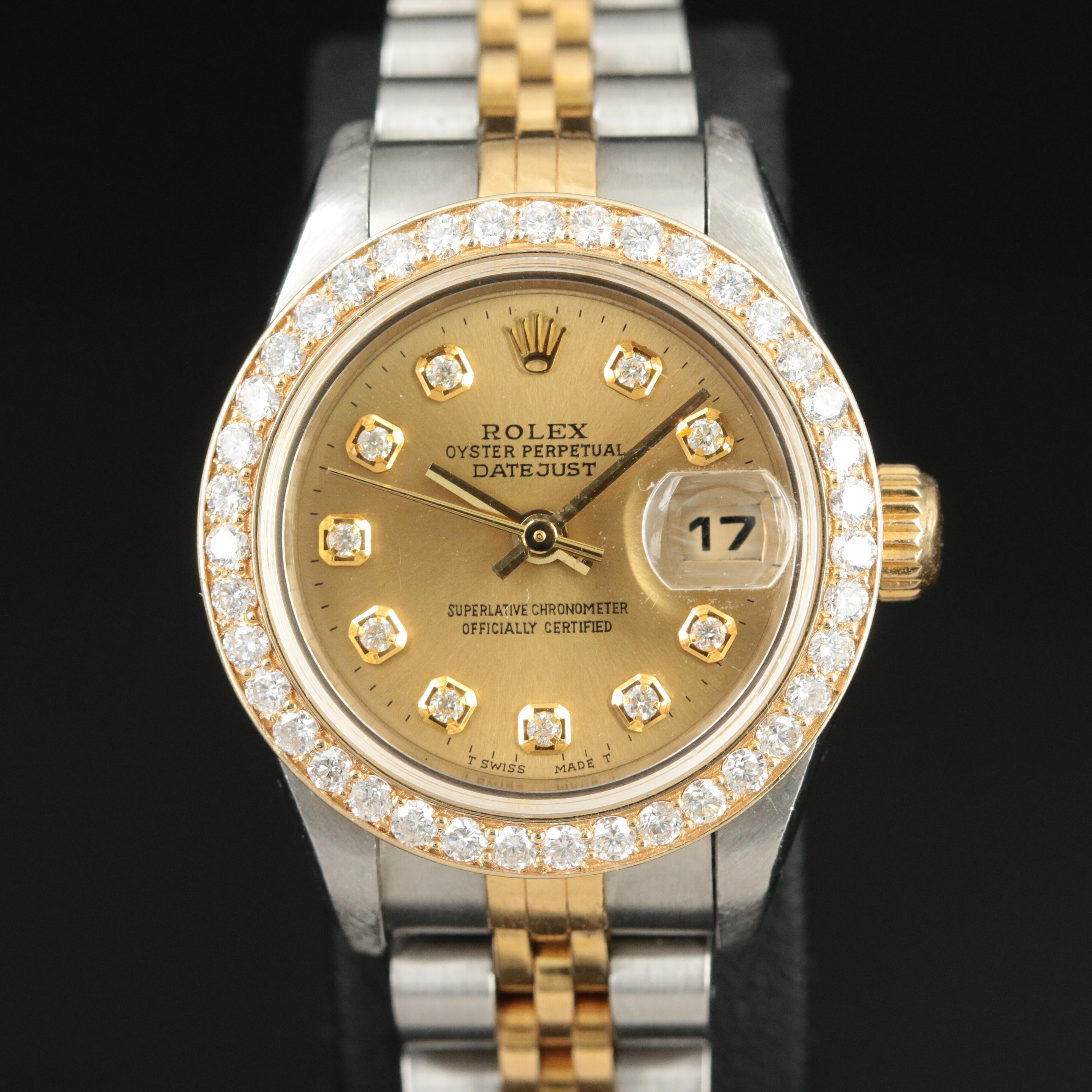 2002 Rolex Custom 1.15 CTW Diamond Dial and Bezel Datejust Watch