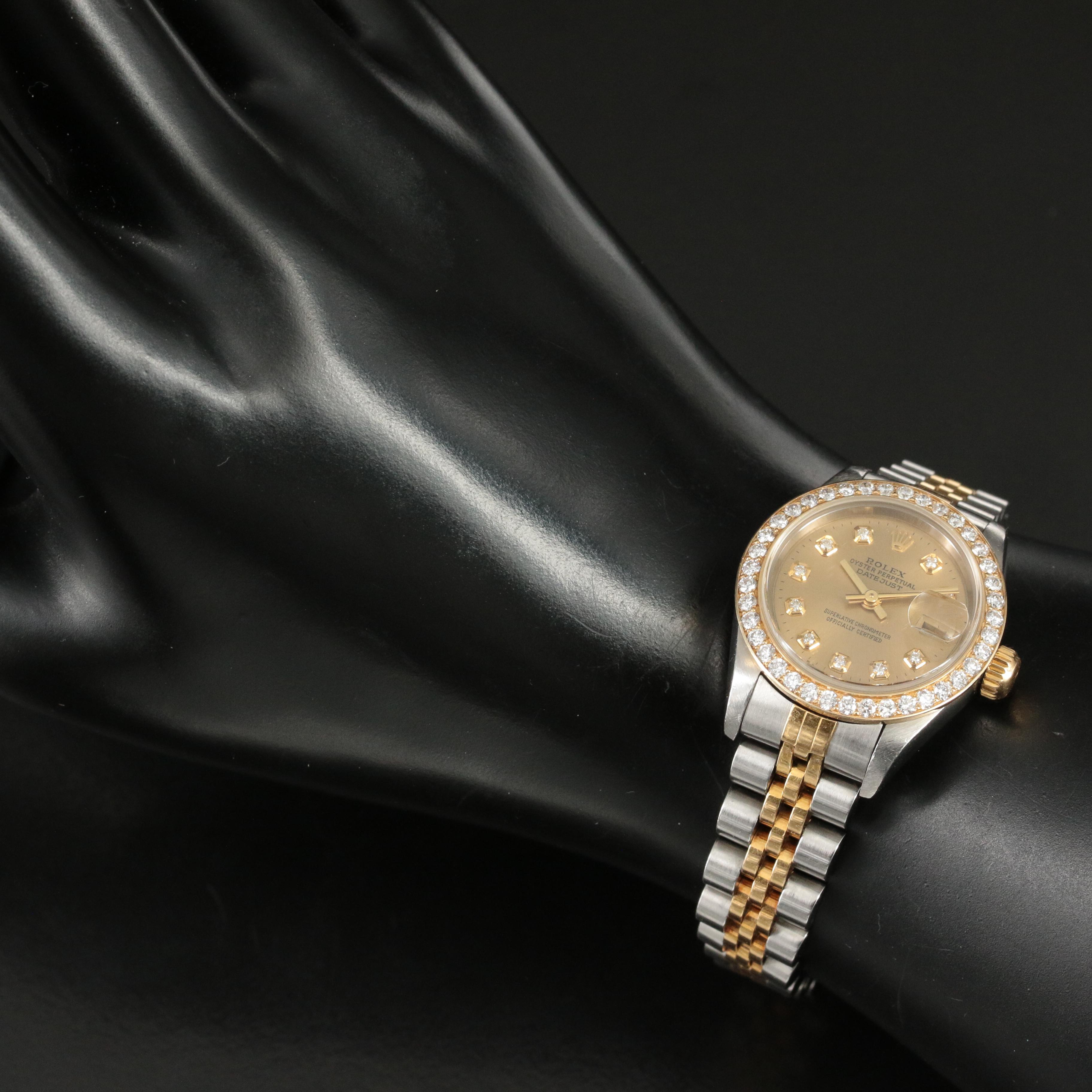 2002 Rolex Custom 1.15 CTW Diamond Dial and Bezel Datejust Watch