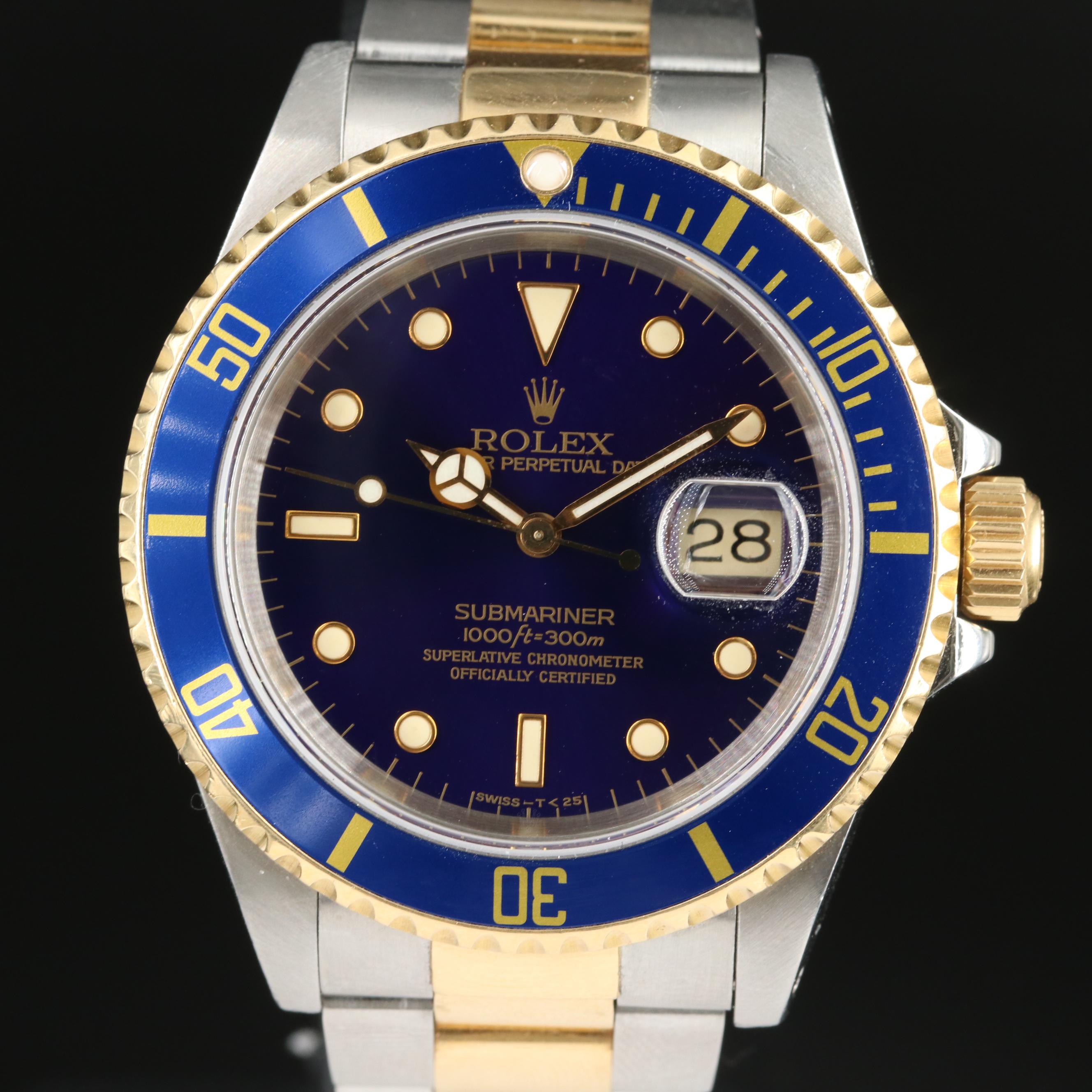 1990 Rolex Submariner Blue Dial Two-Tone Oyster Watch