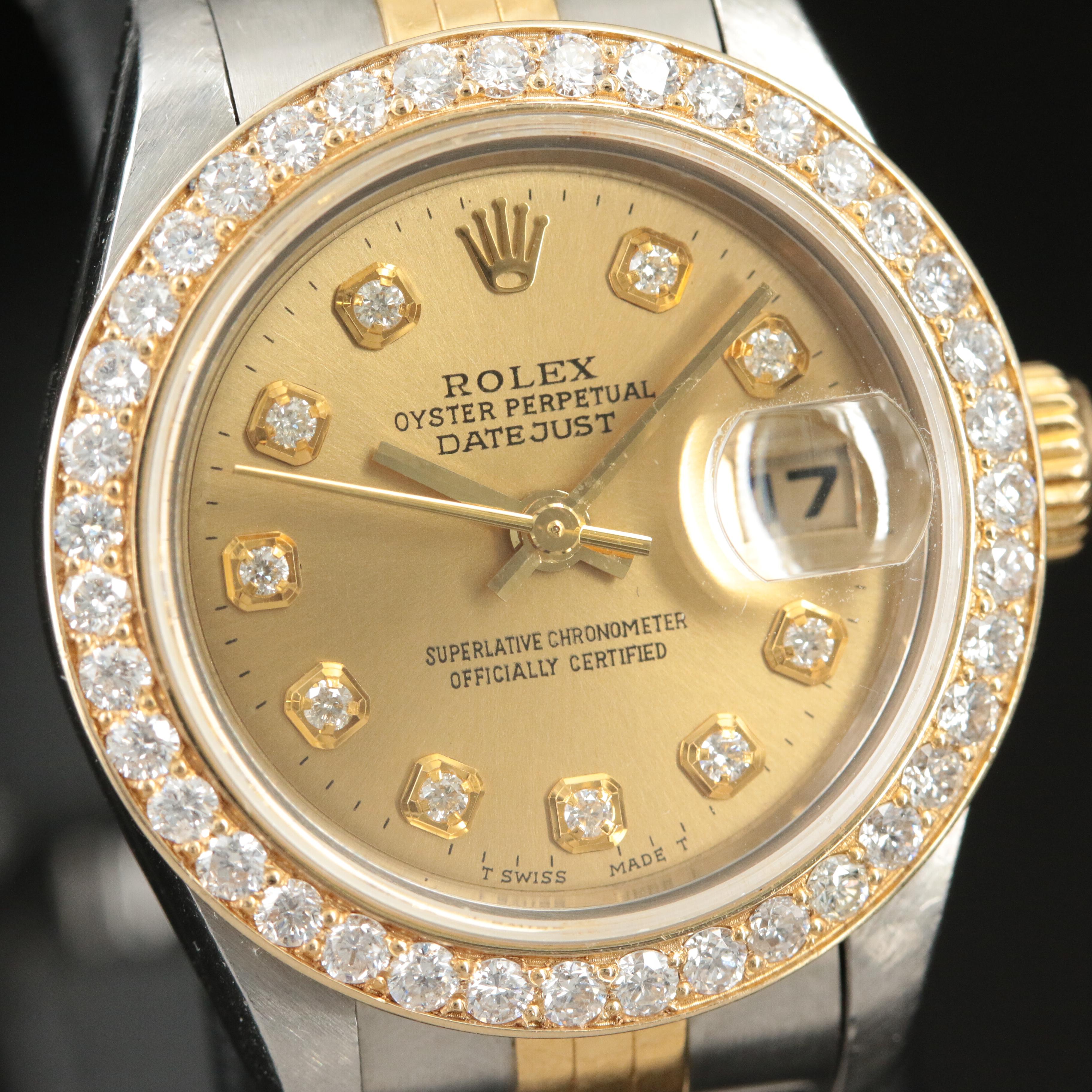 2002 Rolex Custom 1.15 CTW Diamond Dial and Bezel Datejust Watch