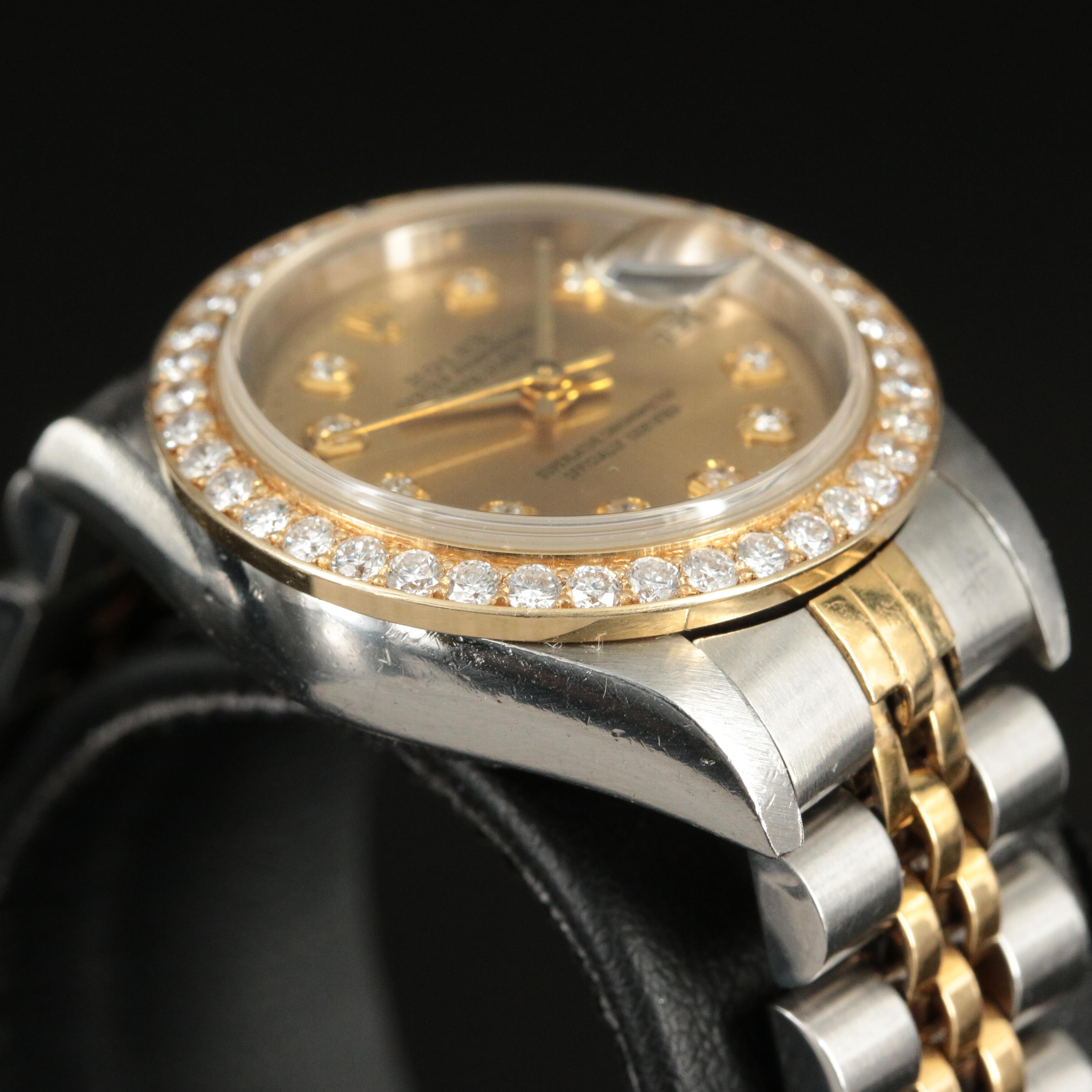 2002 Rolex Custom 1.15 CTW Diamond Dial and Bezel Datejust Watch