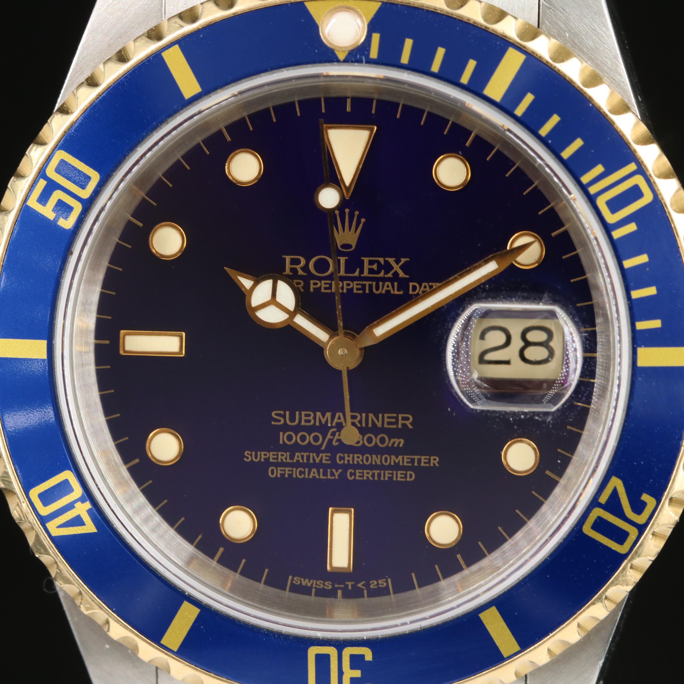1990 Rolex Submariner Blue Dial Two-Tone Oyster Watch