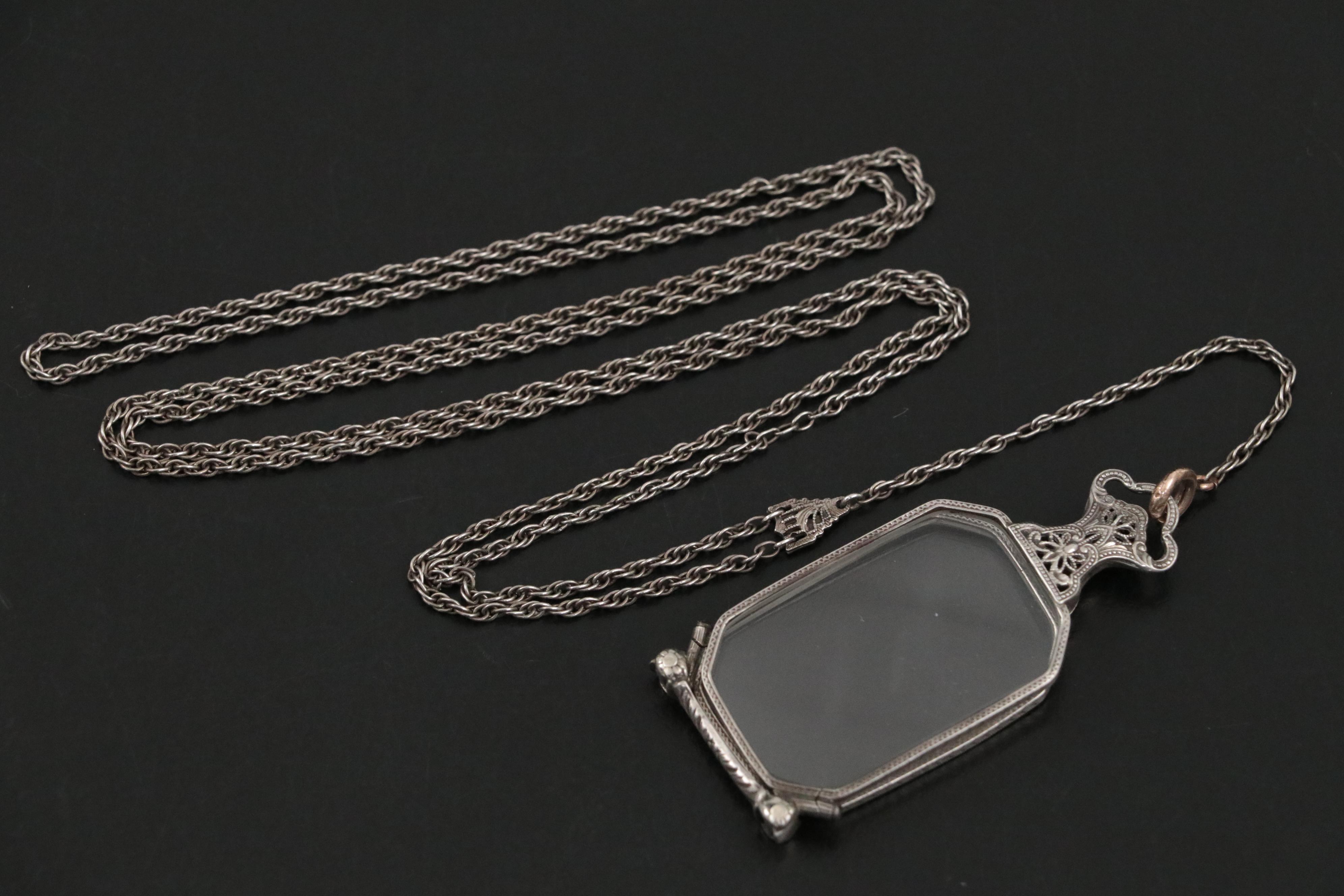 Sterling Silver Pince Nez Glasses on Chain