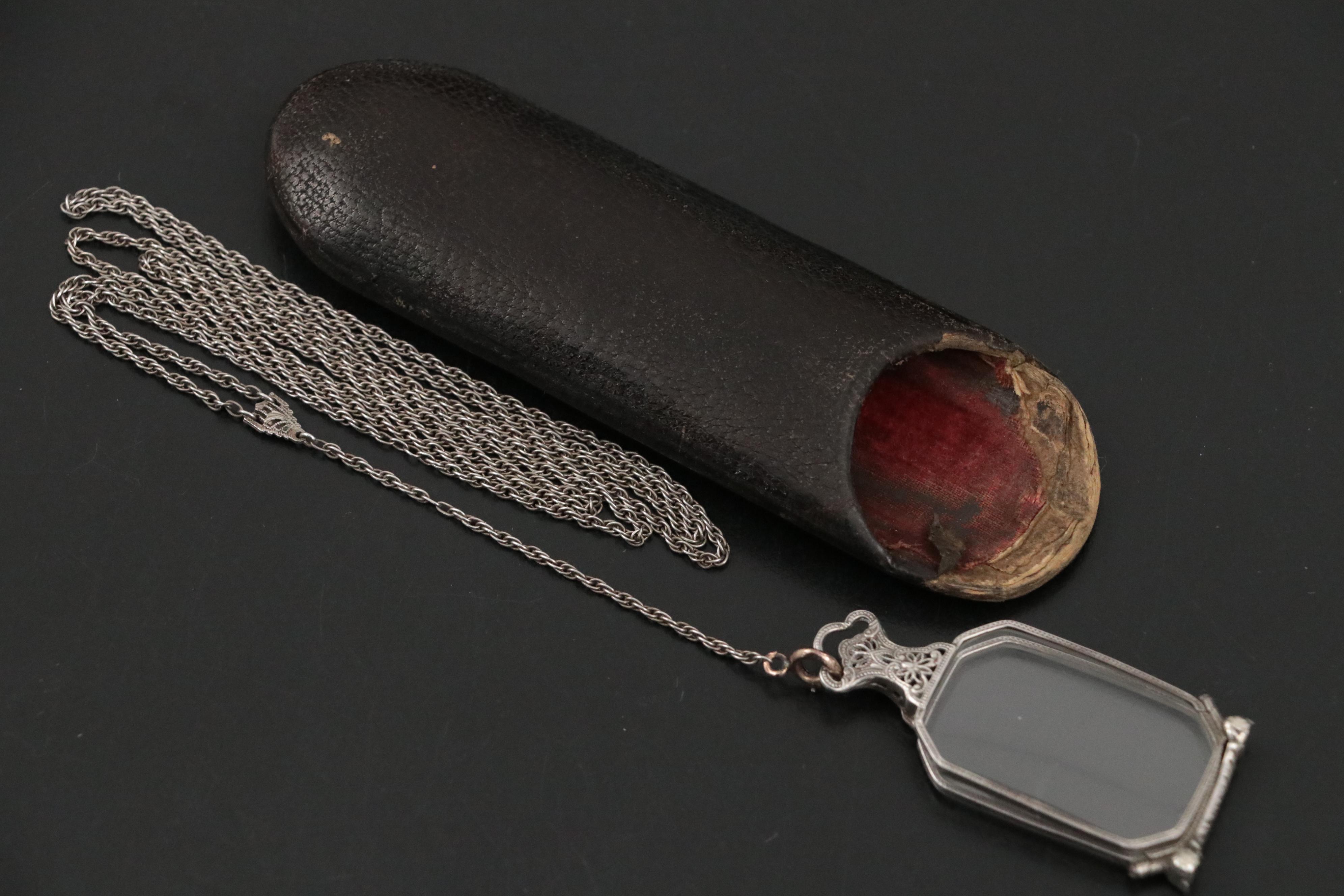 Sterling Silver Pince Nez Glasses on Chain