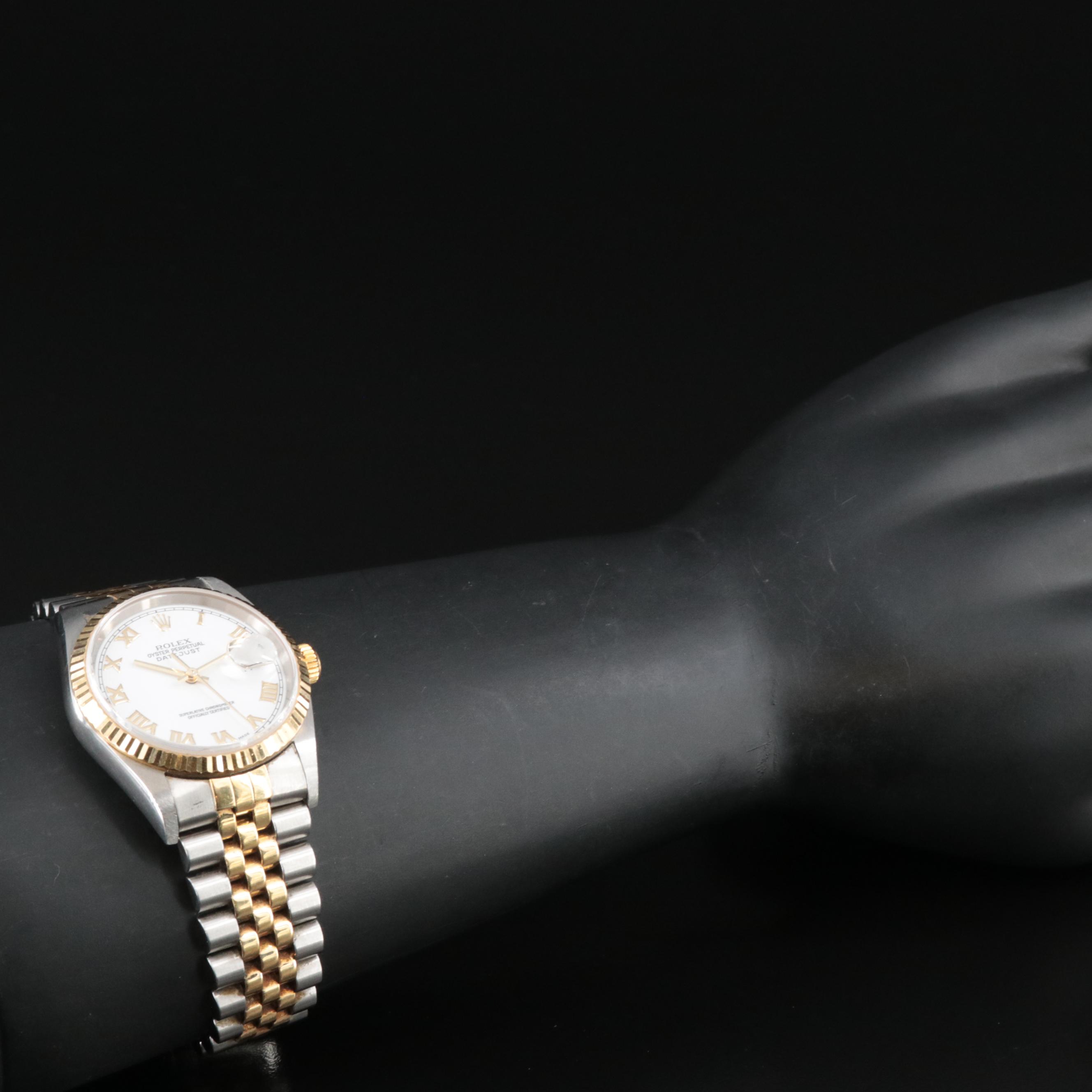 2000 Rolex Roman White Dial Datejust Watch